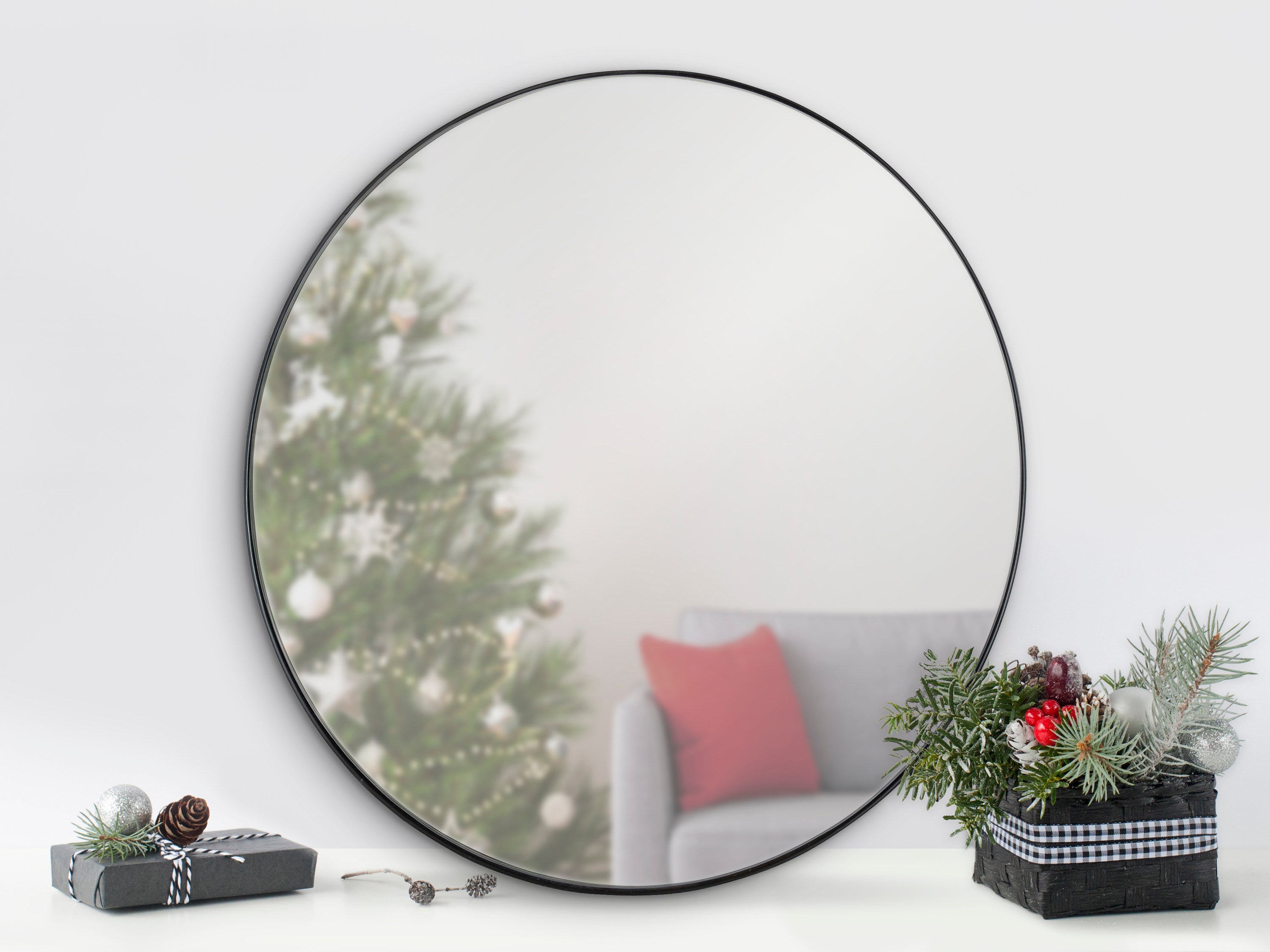 Rollo Round Framed Wall Mirror