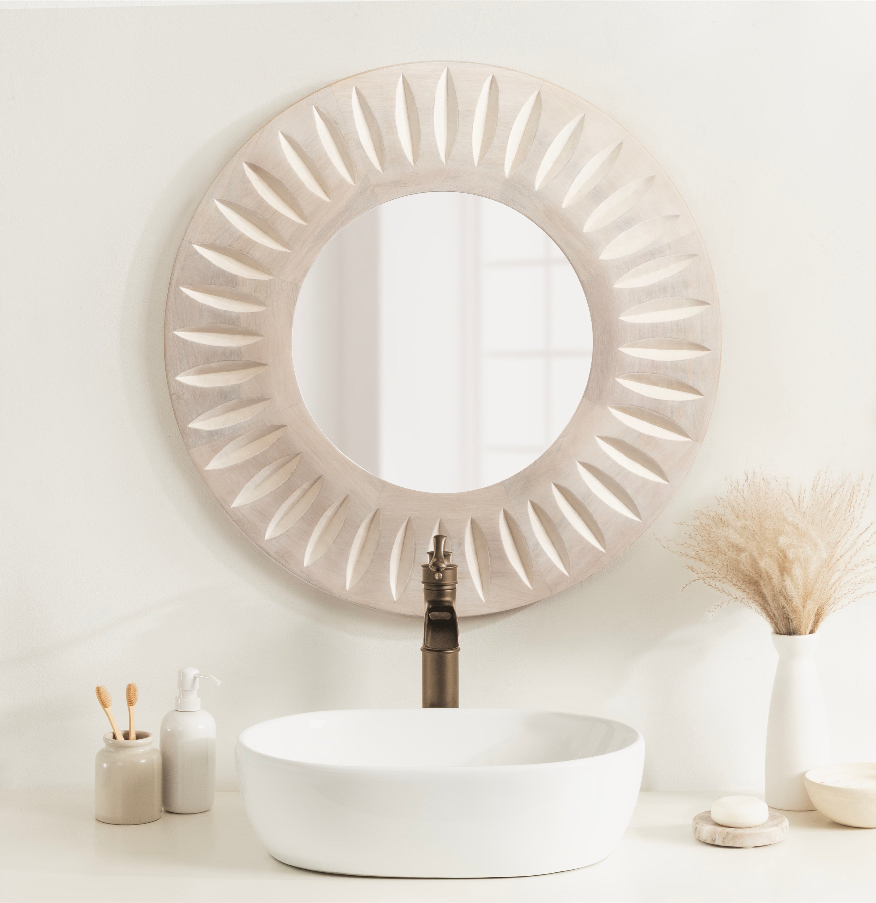 Usra Carved Wood Mirror