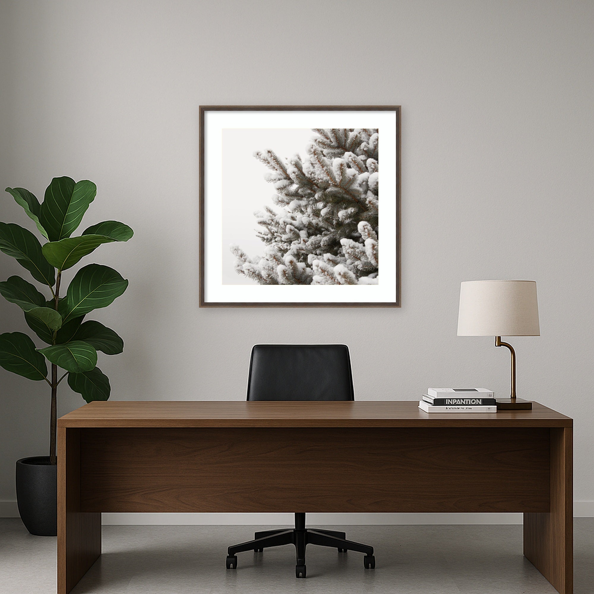 Framed Art Hardwood Wedge Mocha 33x33 5