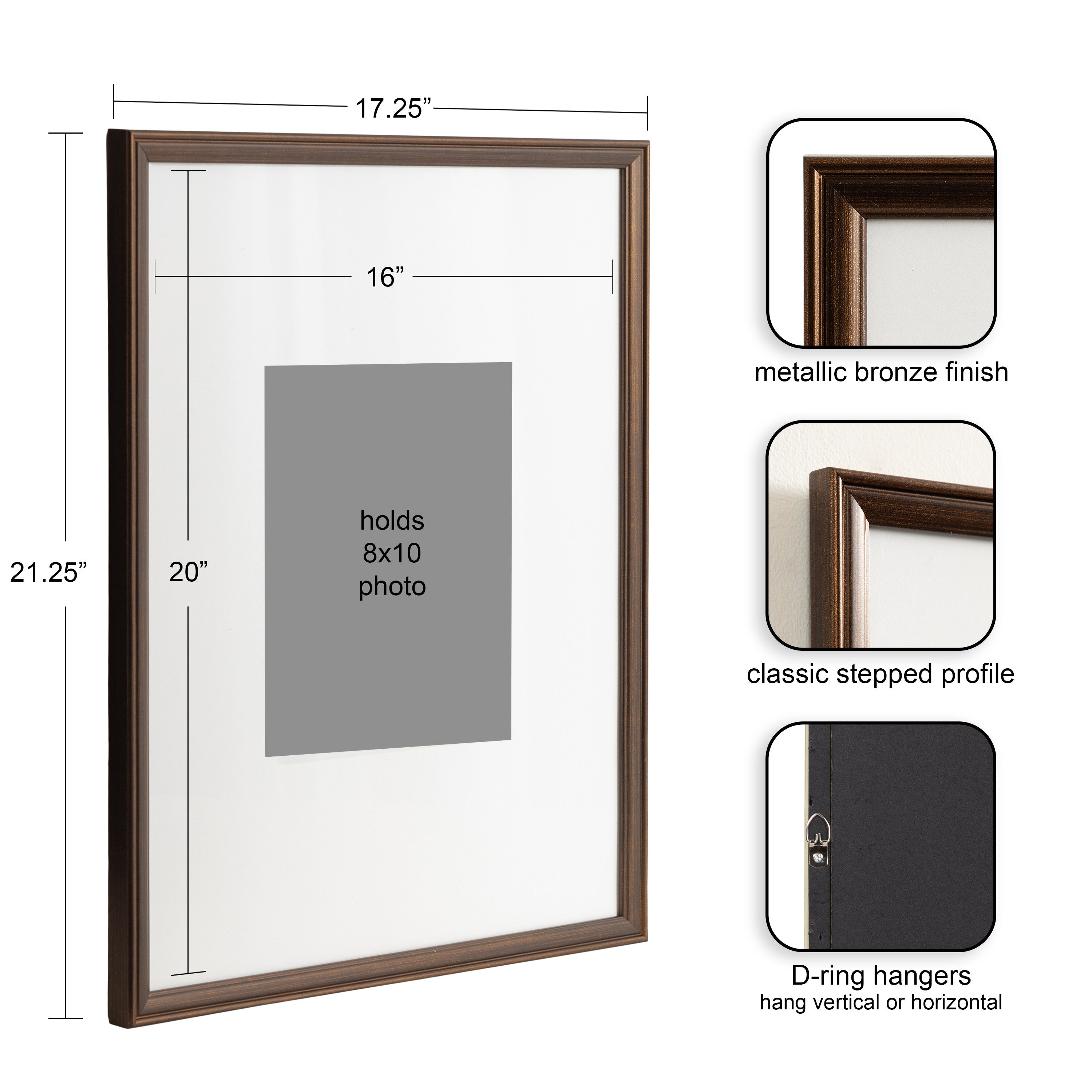 Wall Frame Bronze 16x20 matted to 8x10 2