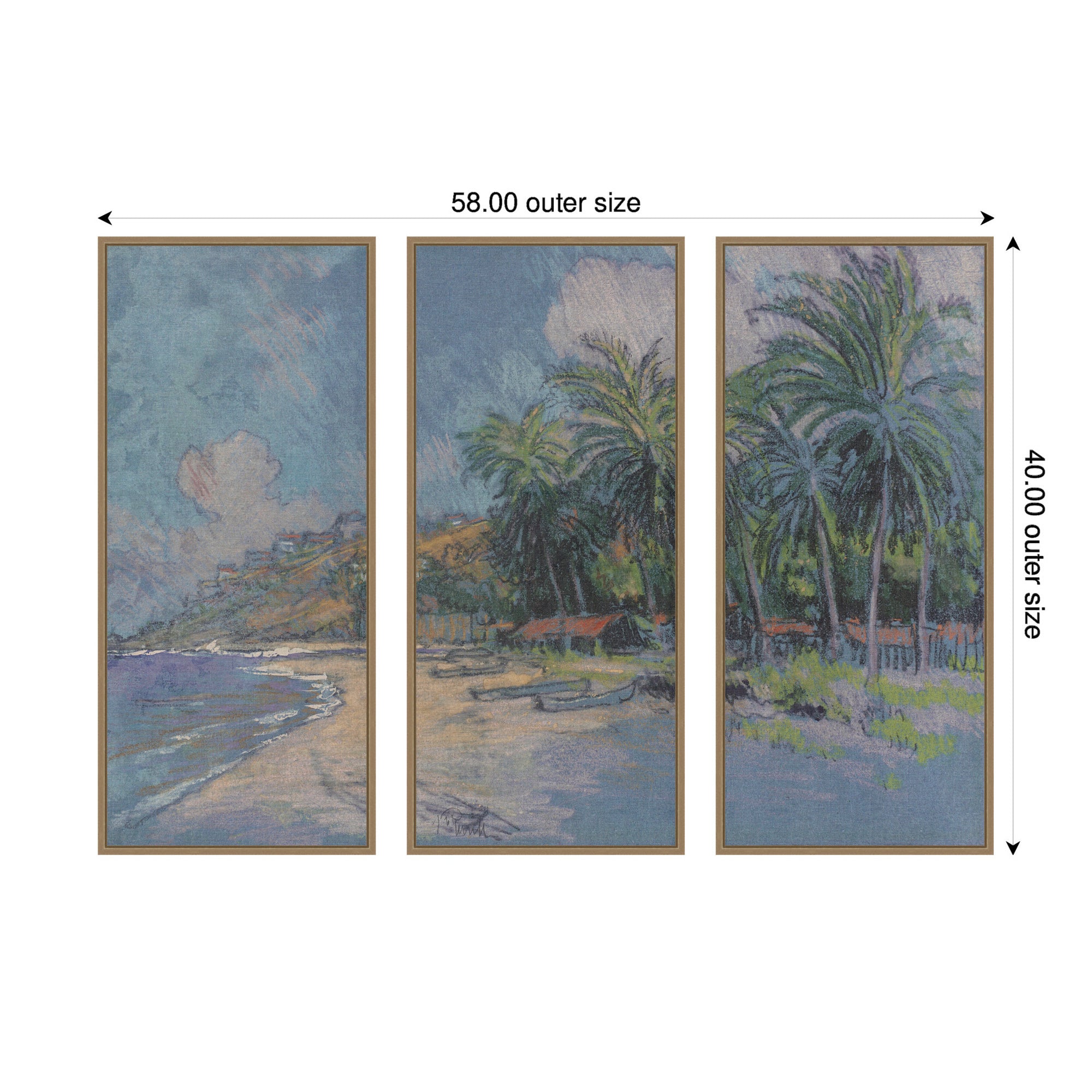Art Set Sylvie Dark Gold 3 Piece Set 18x40 2