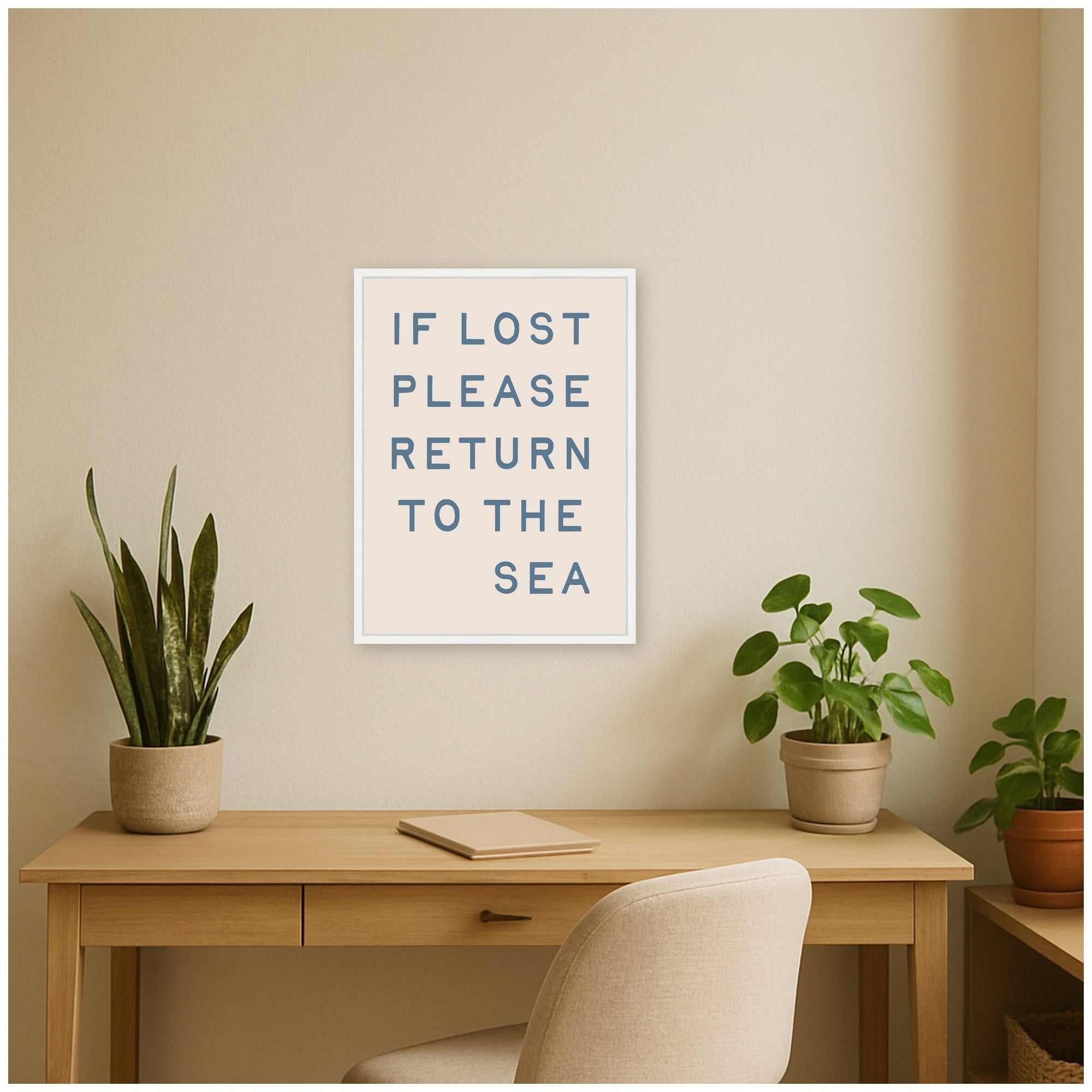 If Lost Please Return to the Sea by Megan Ryan Framed Canvas Wall Art Print