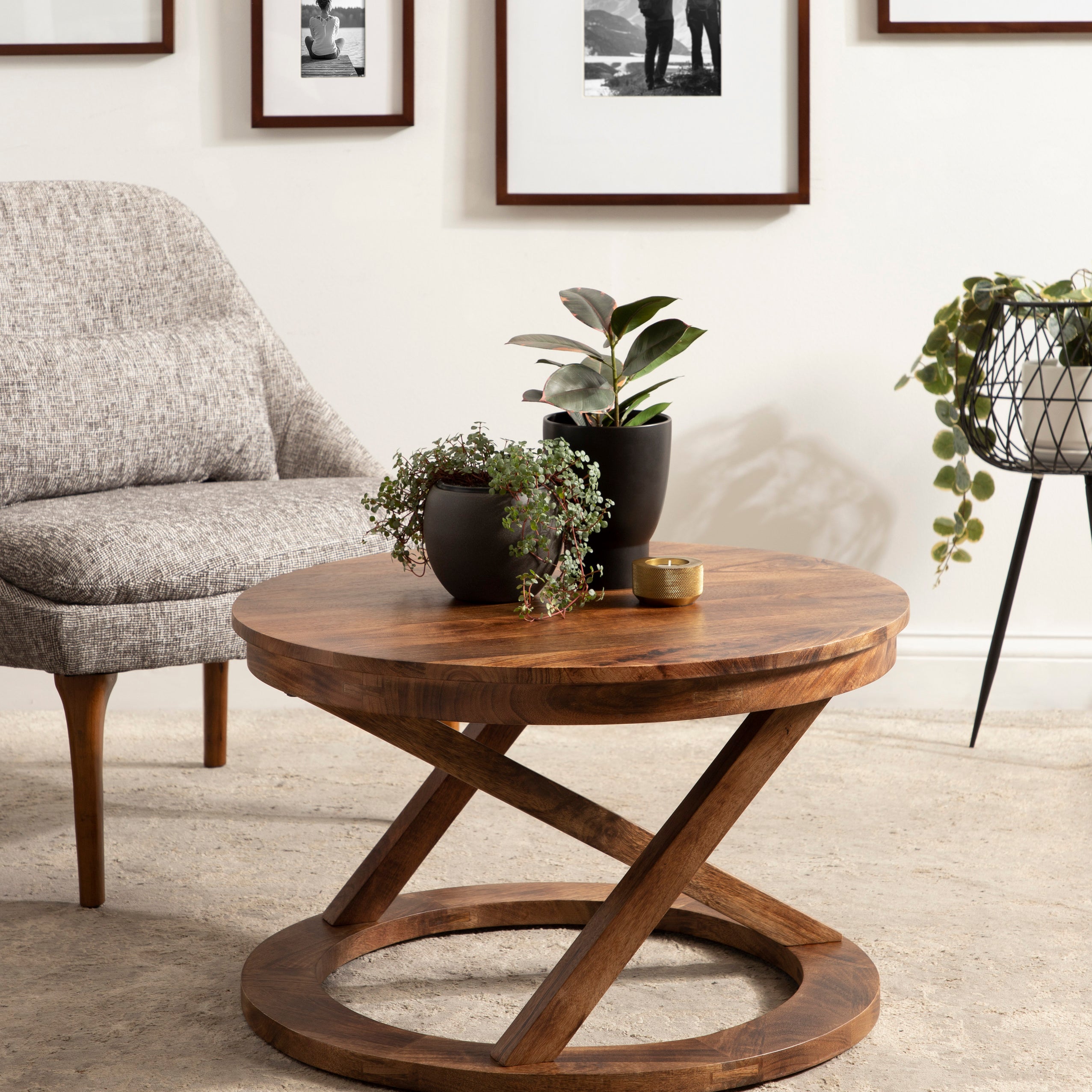 Coffee Table Walnut Brown 26x26x16 7
