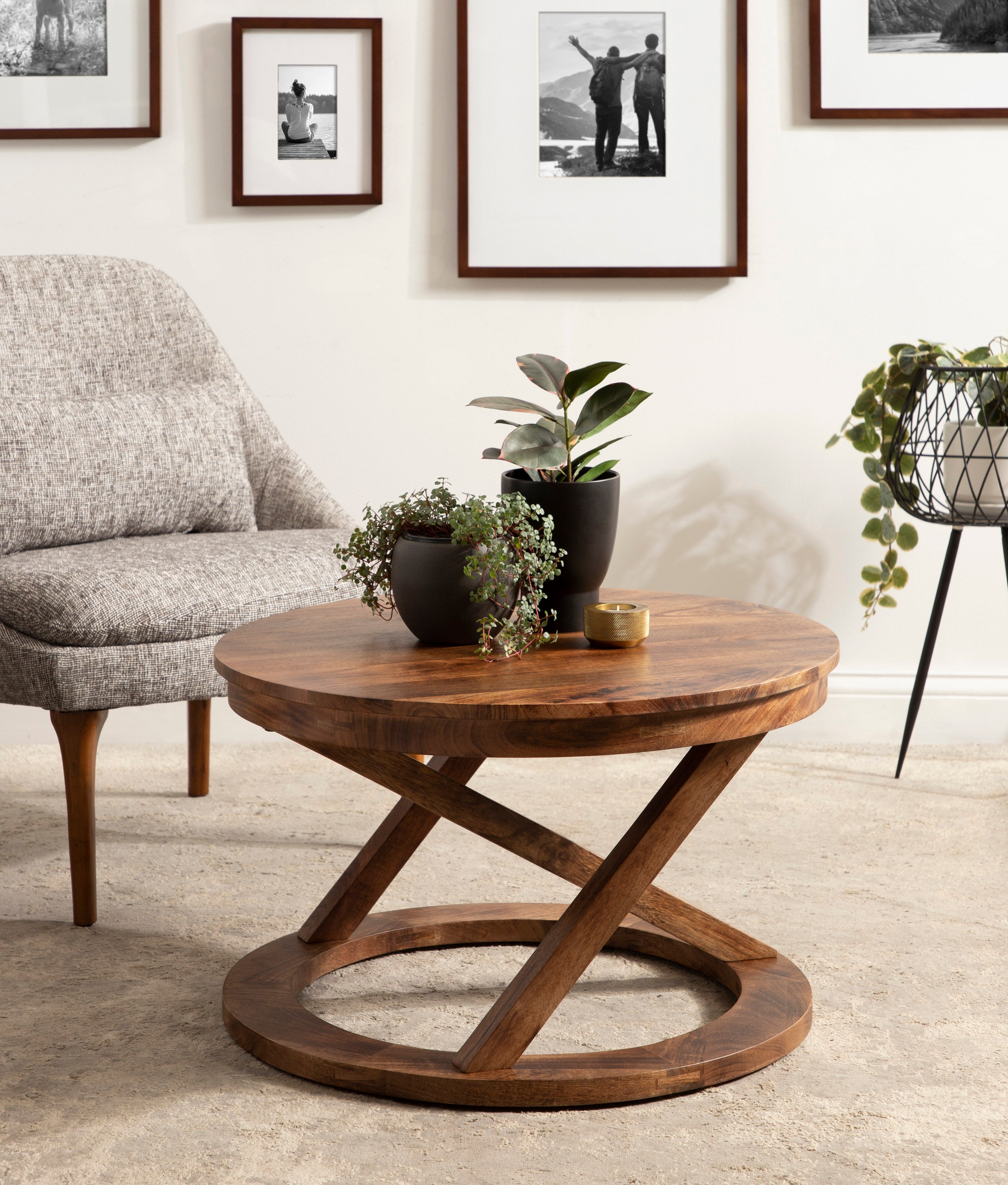 Coffee Table Walnut Brown 26x26x16 7