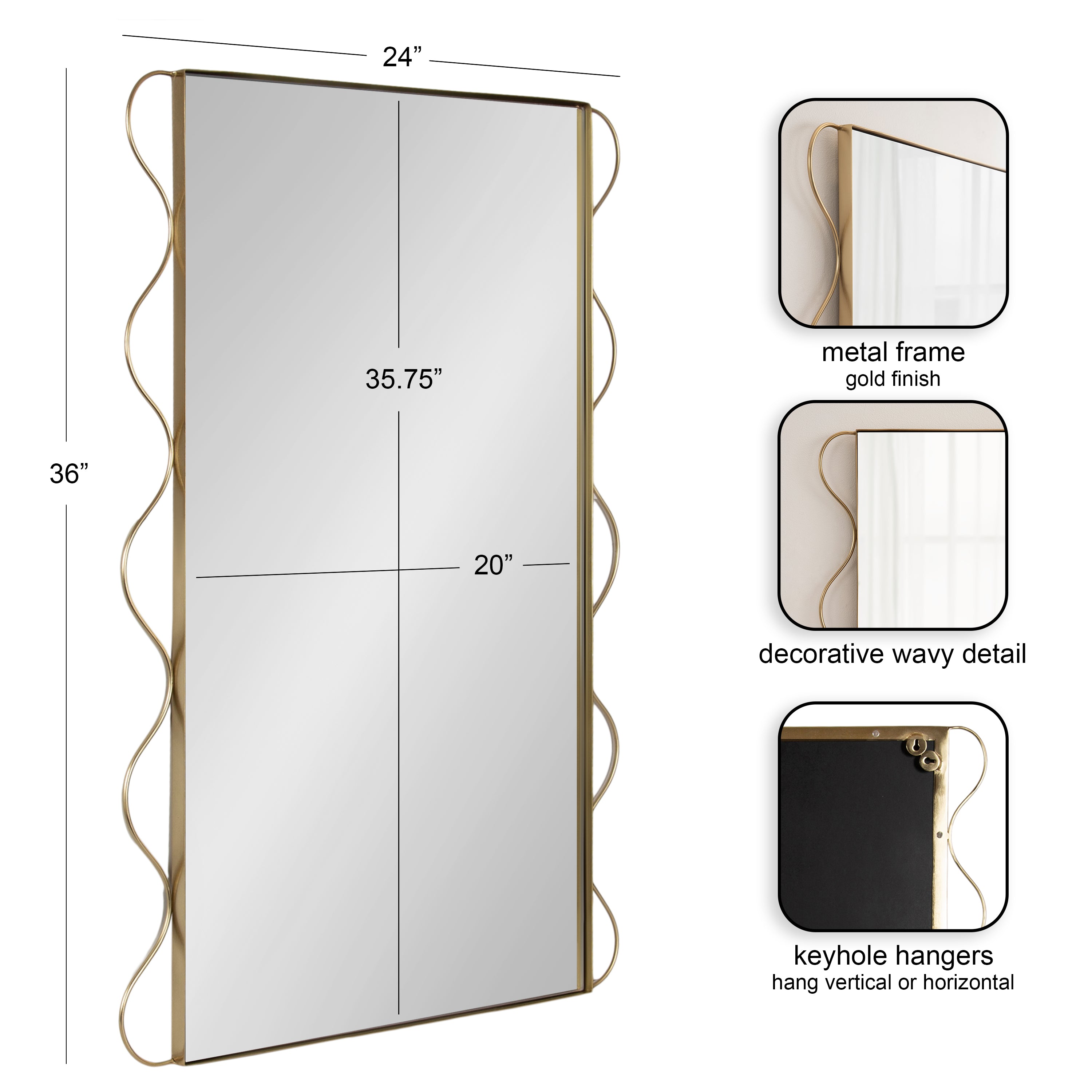 Wriggle Wavy Wall Mirror Metal