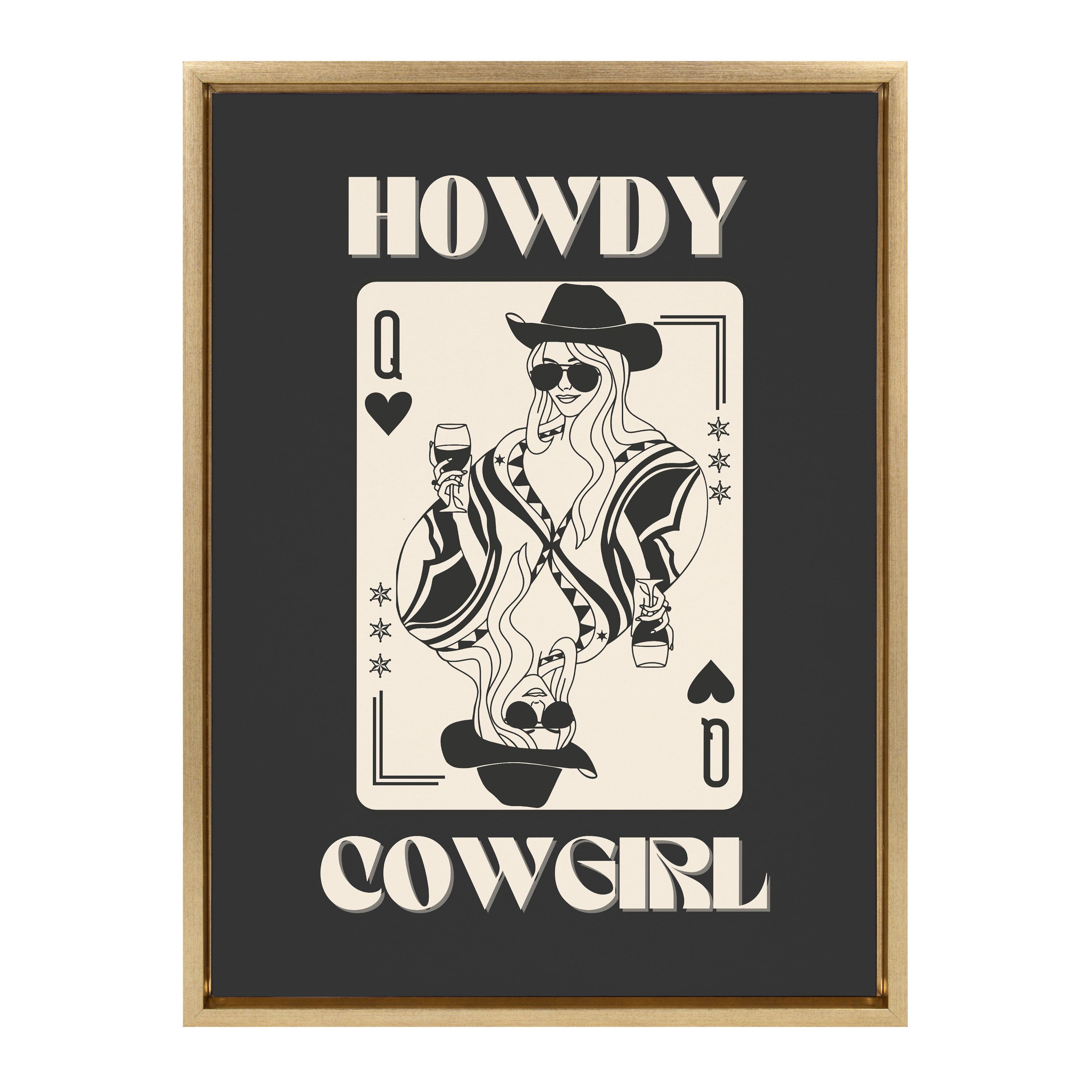 Sylvie Howdy Cowgirl Queen Framed Canvas by Honey Island Studio