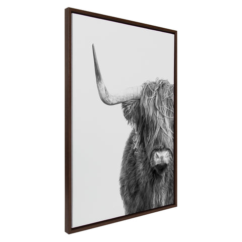 Sylvie B&W Highland Cow No. 1 Framed Canvas by Amy Peterson Art Studio