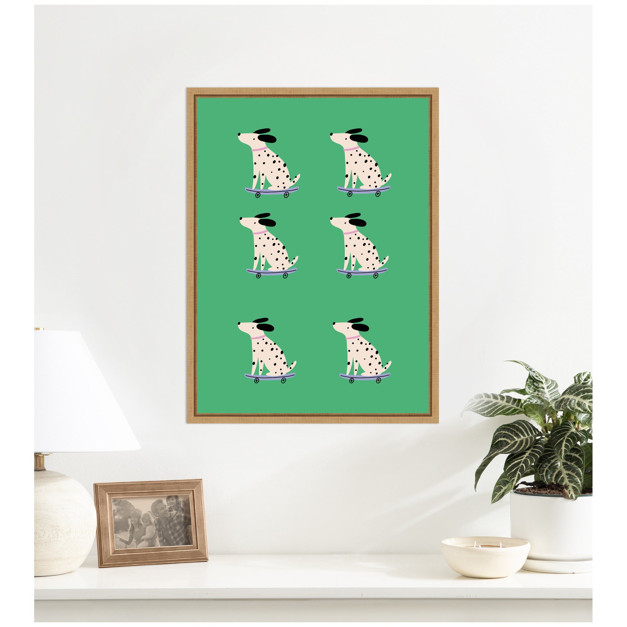 Skating Dogs by Laura Moss Framed Canvas Wall Art Print