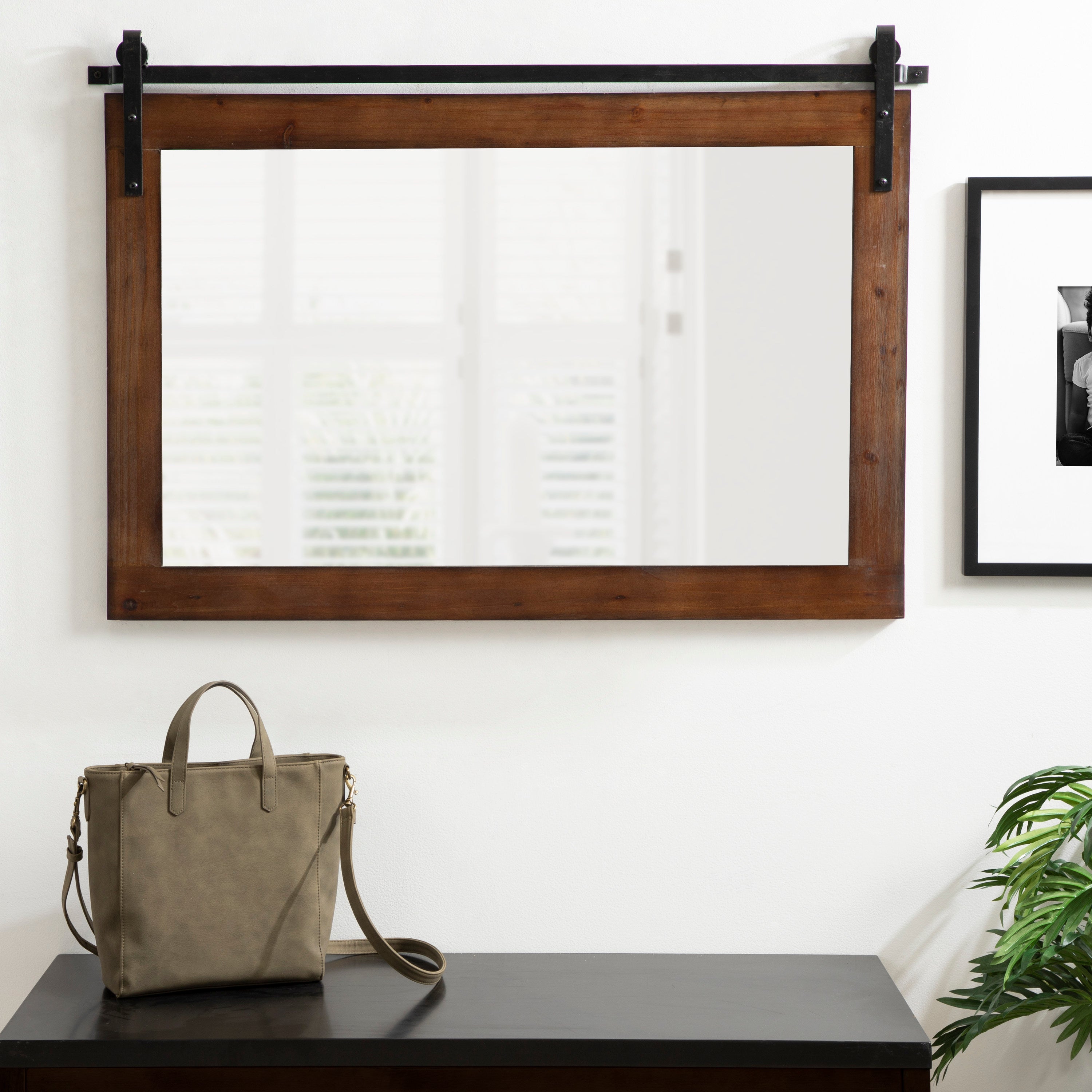 Rectangle Mirror Walnut Brown 38x27 7