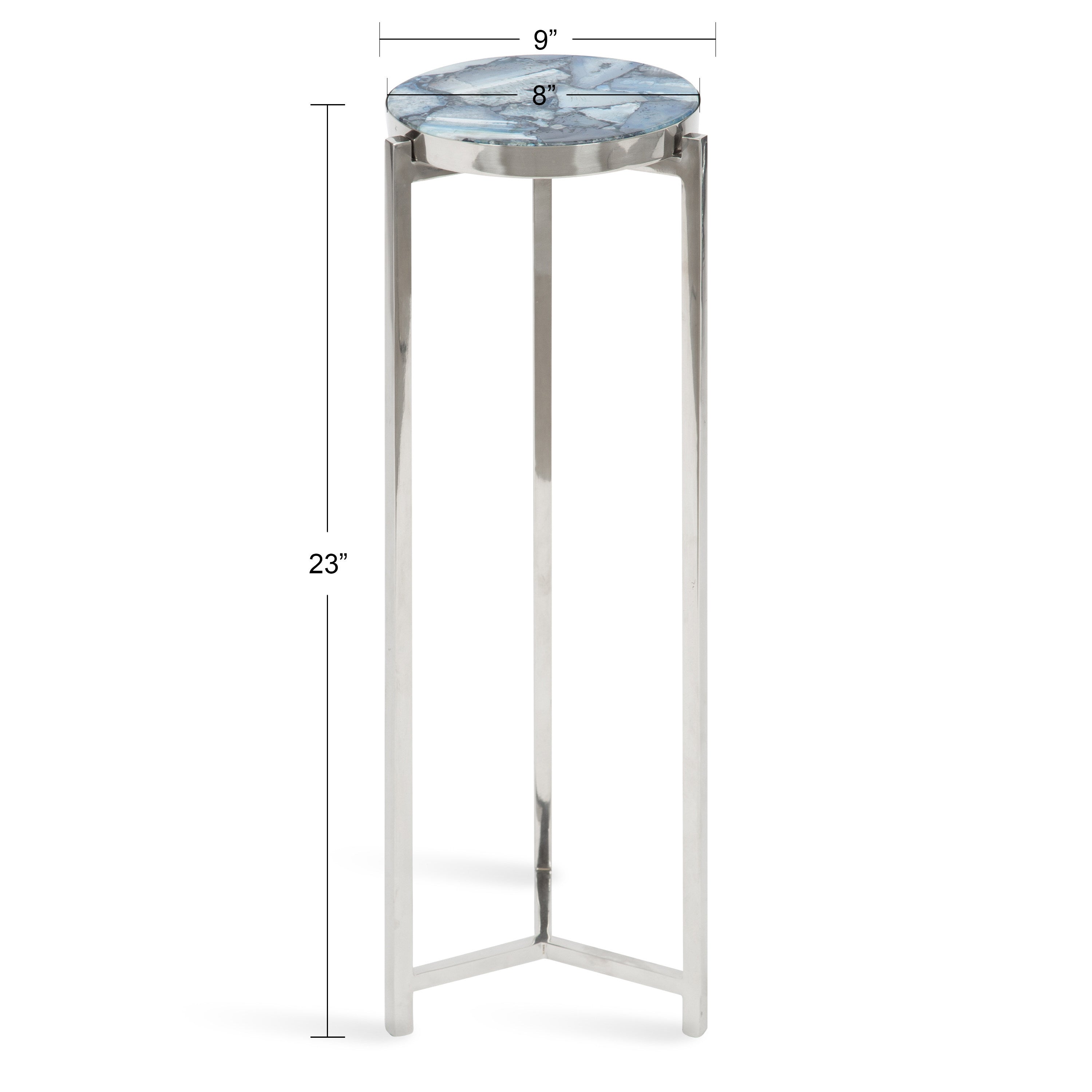 Drink Table Blue Silver 9x9x23 2