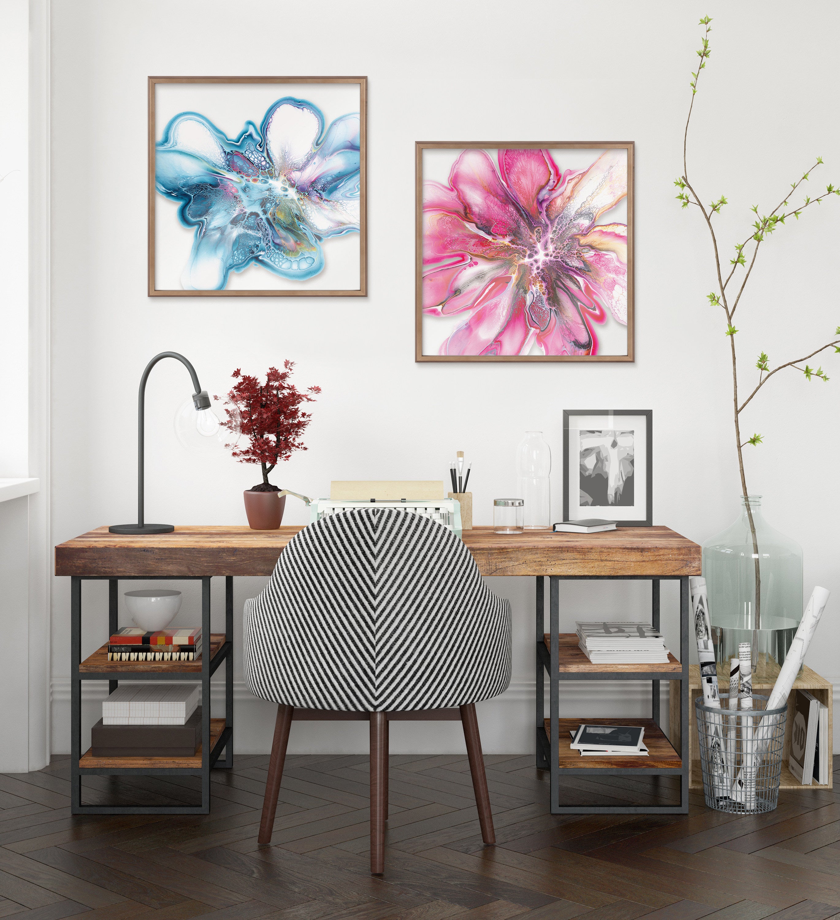 Blake Indigo Blooms Framed Printed Art by Xizhou Xie