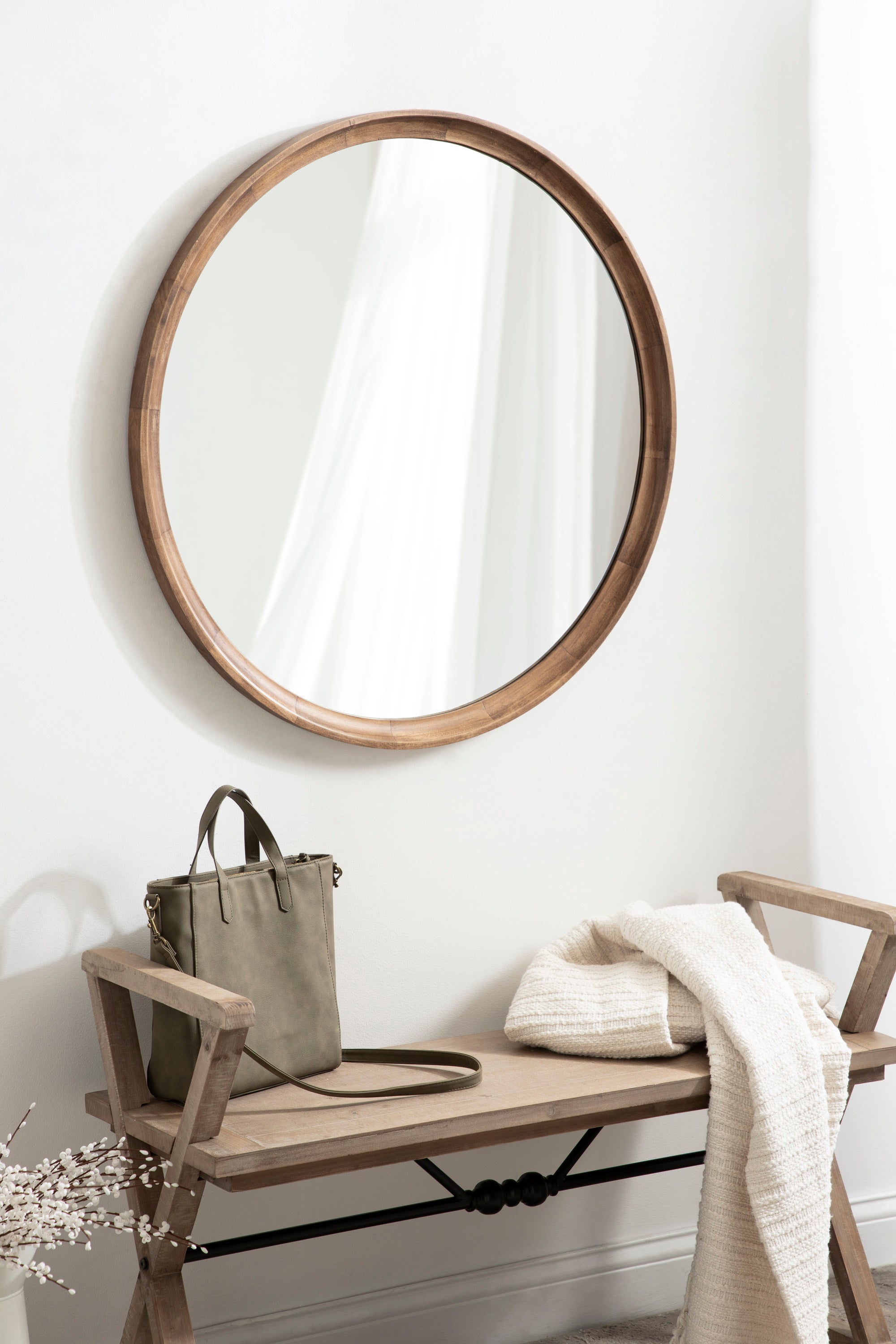 Round Mirror Rustic Brown 34" Diameter 6