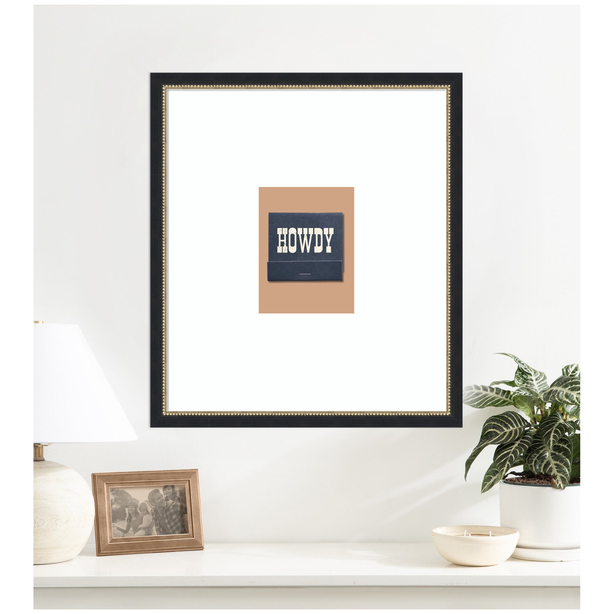 Howdy Matchbook Blue by Megan Ryan Framed Wall Art Print
