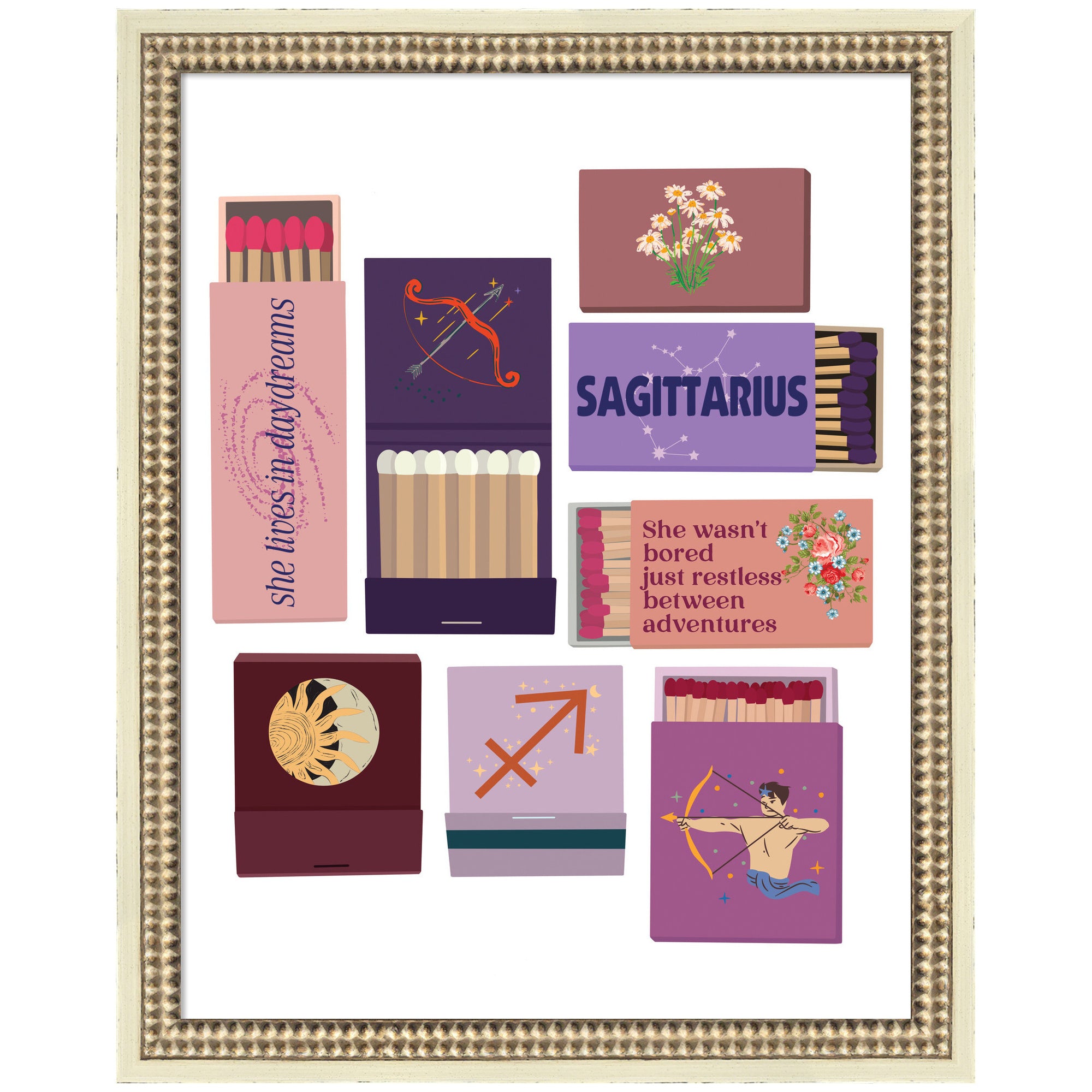 Sagittarius Matchbooks 14x18 FC by Megan Ryan Framed Wall Art Print