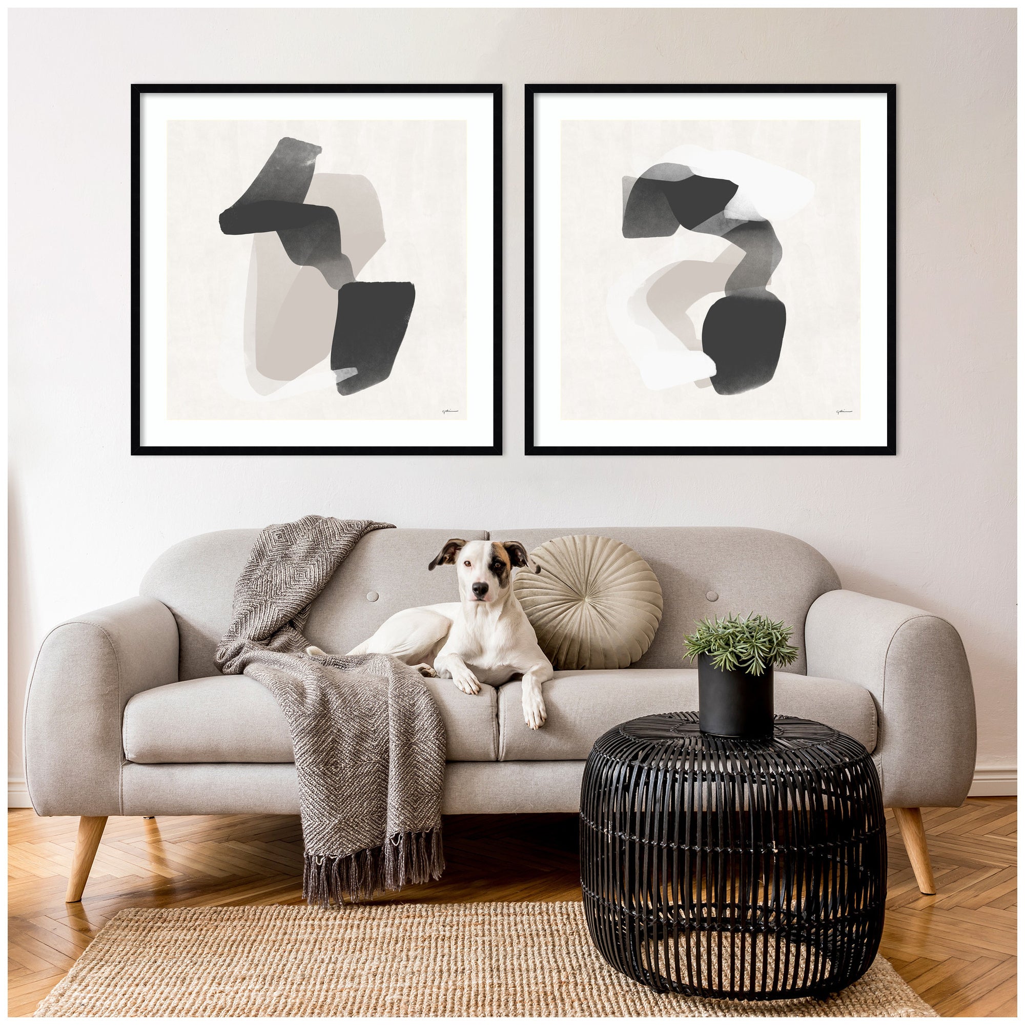 Framed Art Svelte Noir Black 2 Piece Set 33x33 6