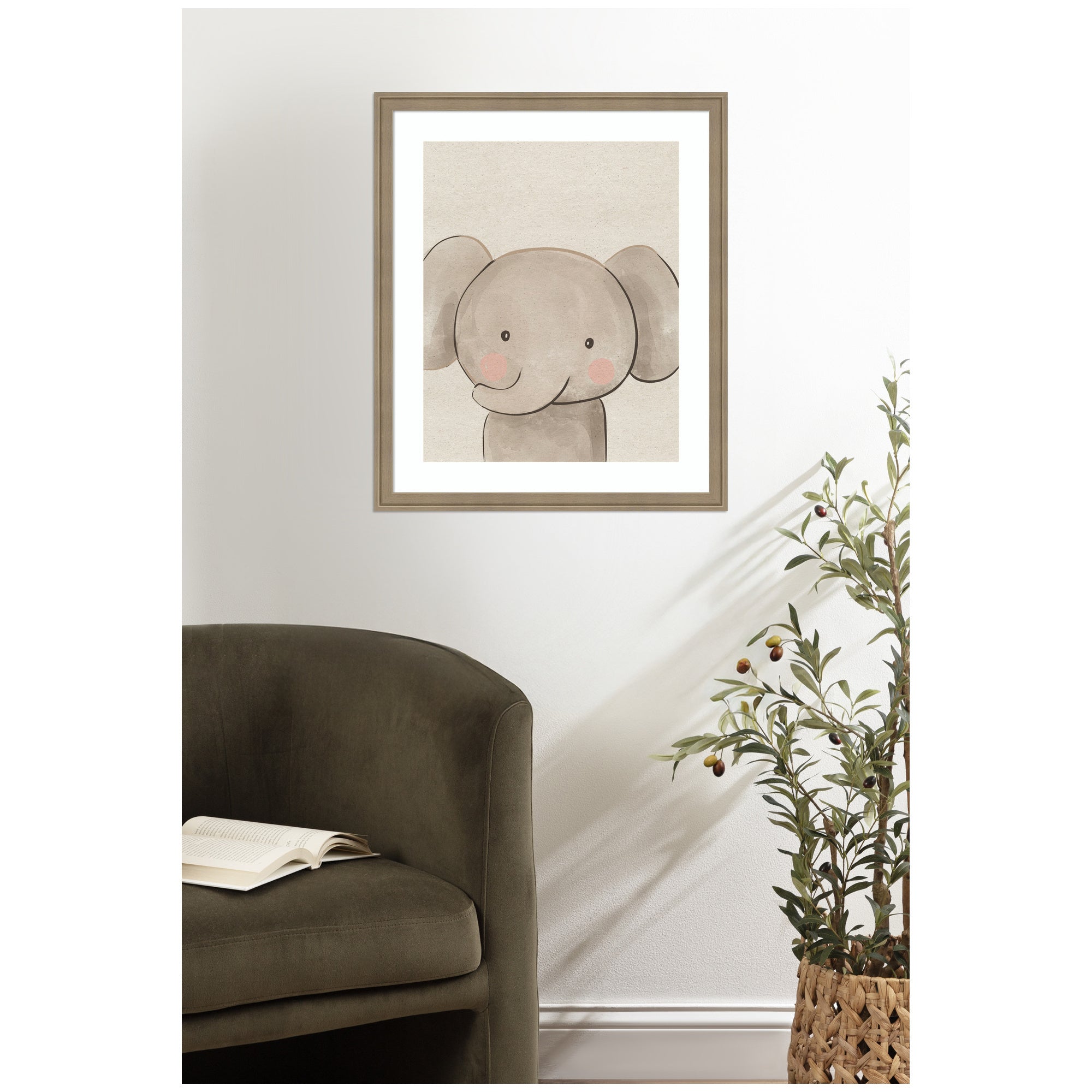 Baby Animal Elephant Natural by The Creative Bunch Studio Framed Wall Art Print