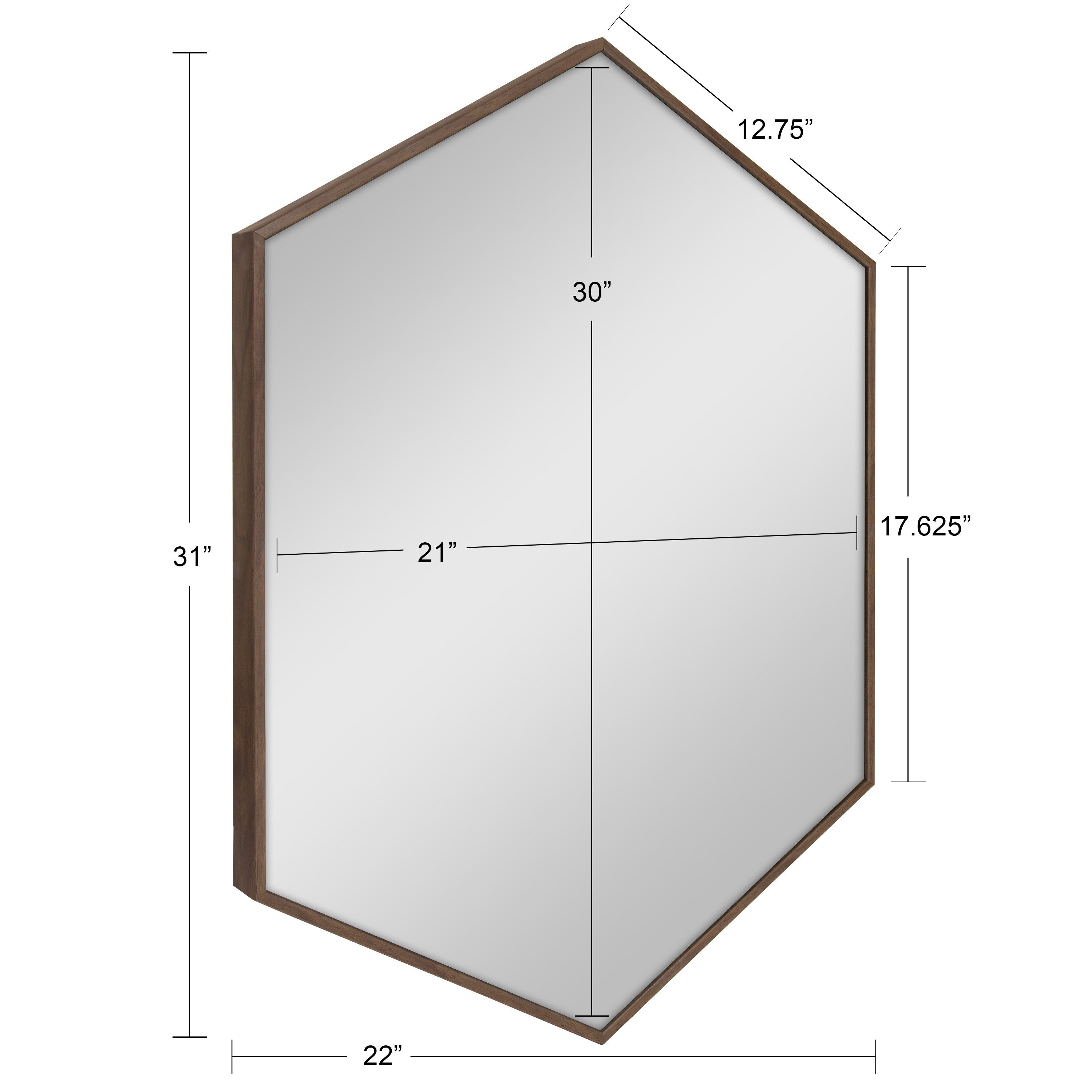 Hexagon Mirror Walnut Brown 22x31 5