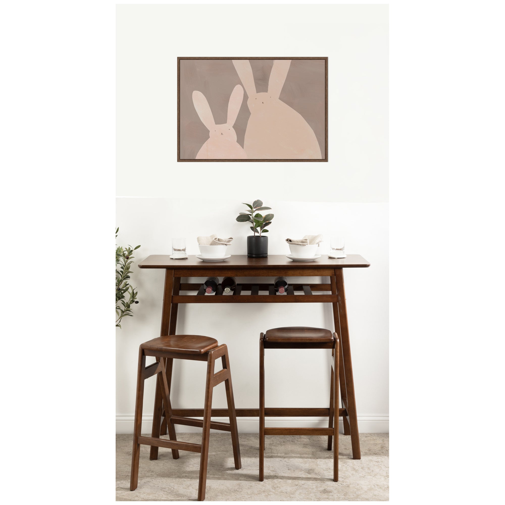 Bunny Mama and Baby II by Alicia Abla Framed Canvas Wall Art Print