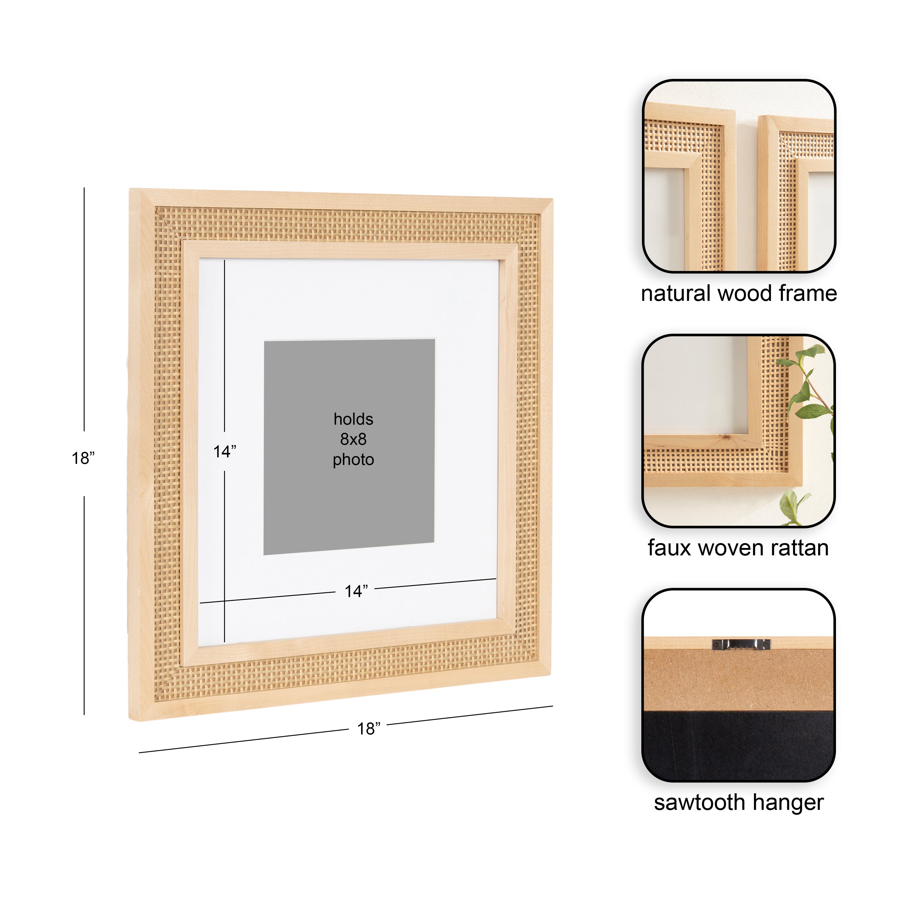 Wall Frame Natural 14x14 matted to 8x8 2