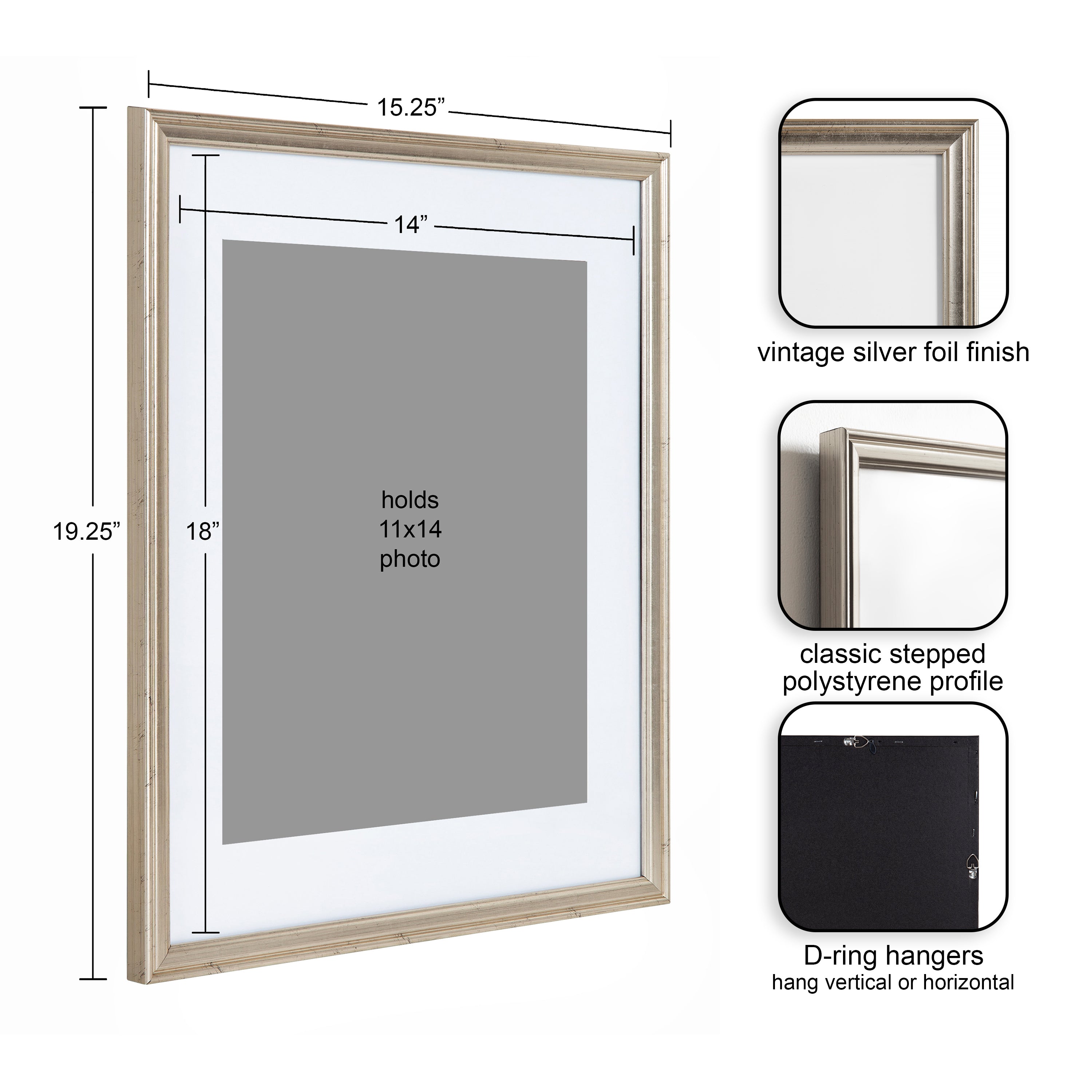 Wall Frame Silver 14x18 matted to 11x14 2