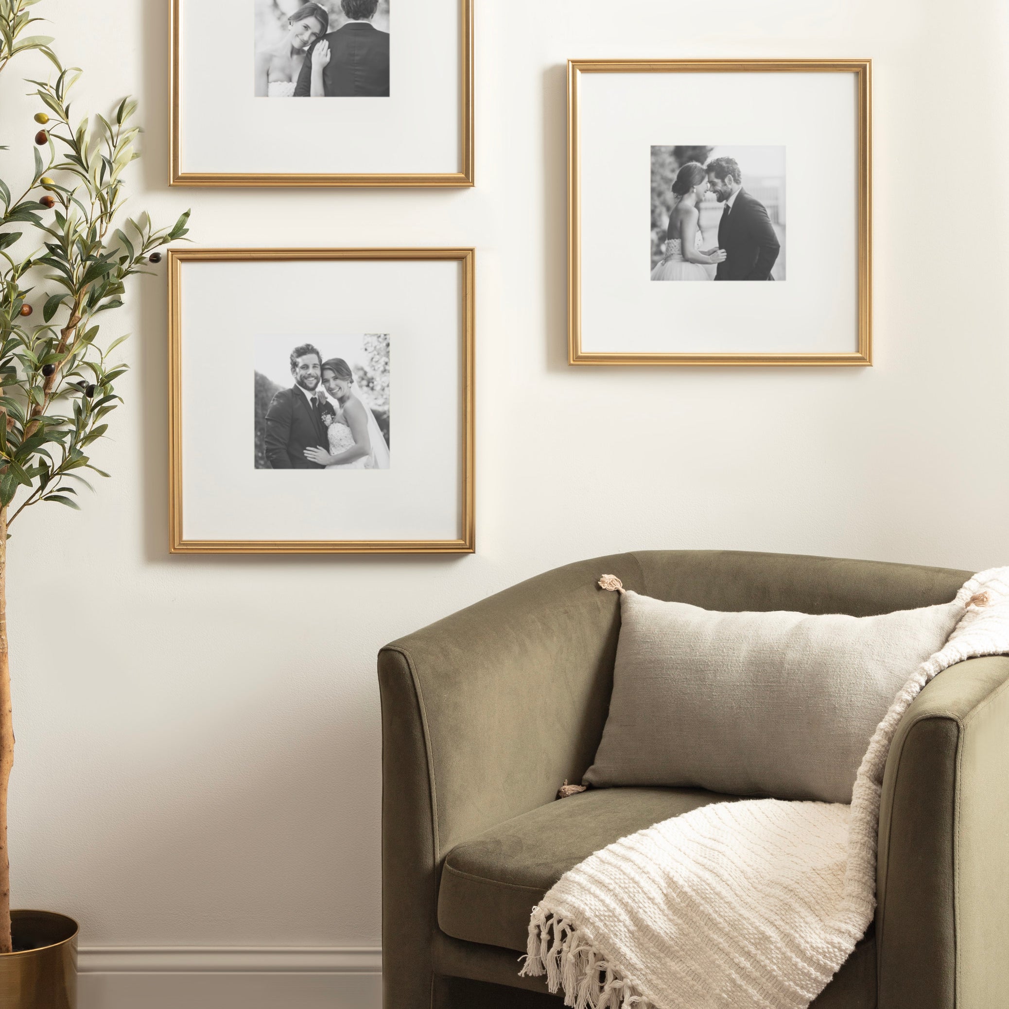 Wall Frame 16x16 matted to 8x8 Gold 7