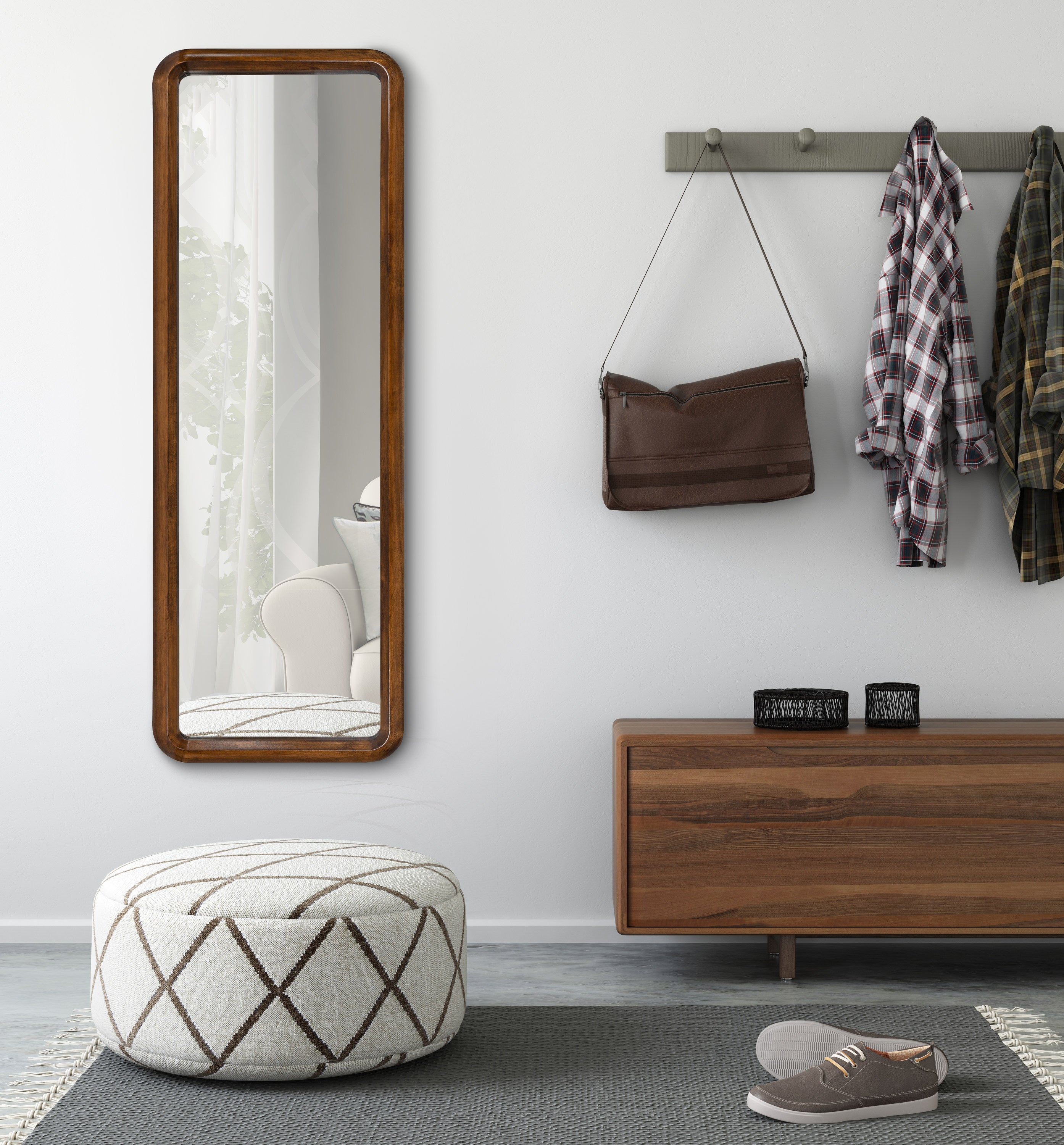 Pao Framed Wood Wall Mirror