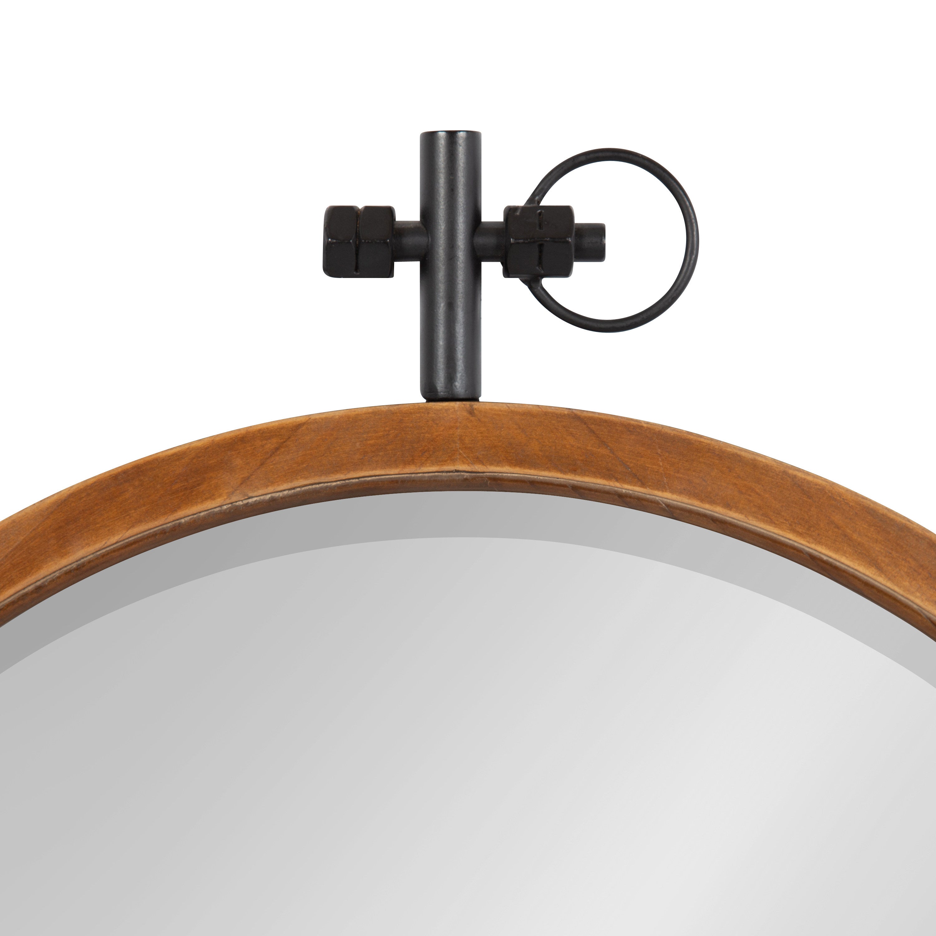 Round Mirror Walnut Brown 24x28 3