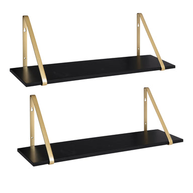 Floating Shelf Black Gold 2 Pk-28" 1