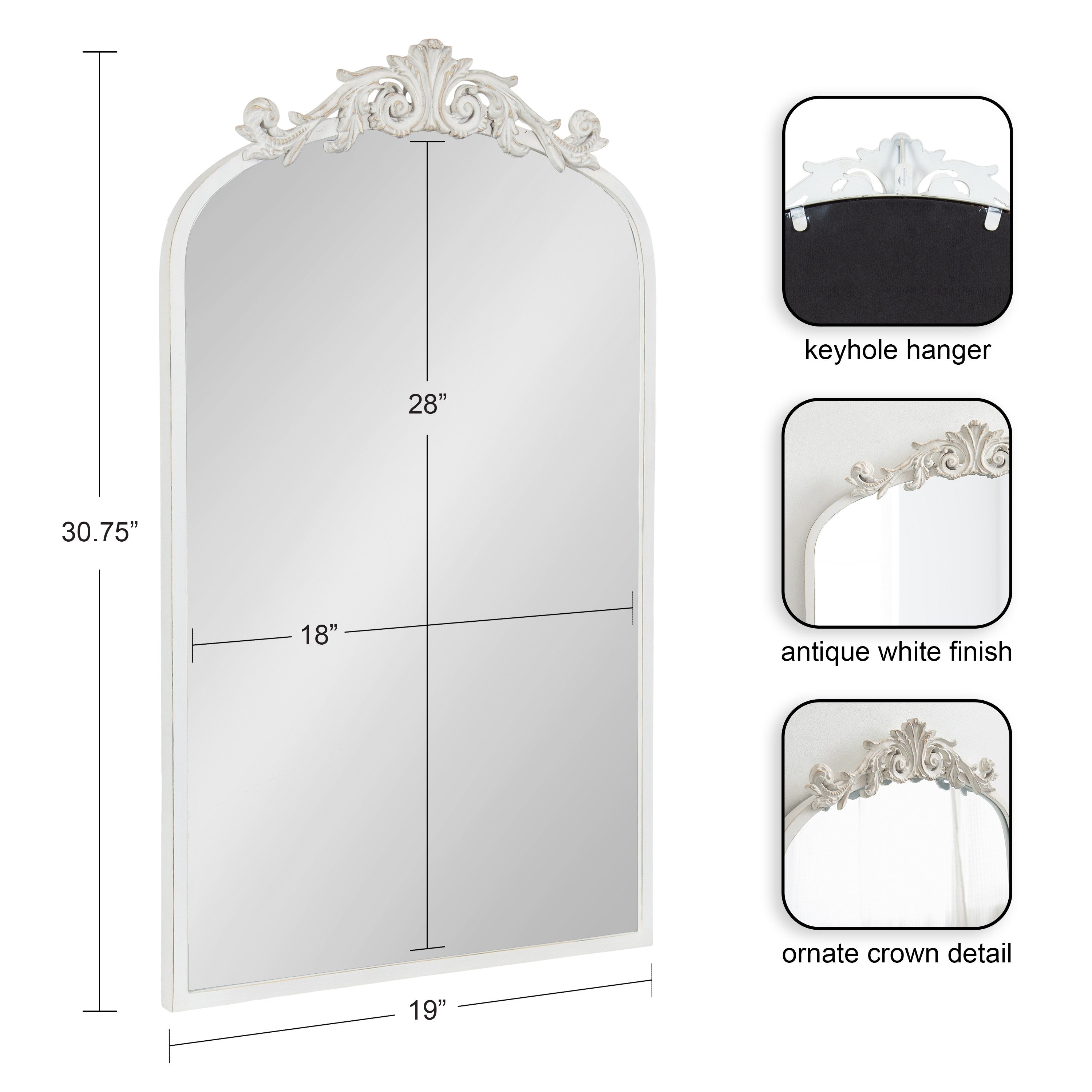 Arch Mirror 19x31 White 2