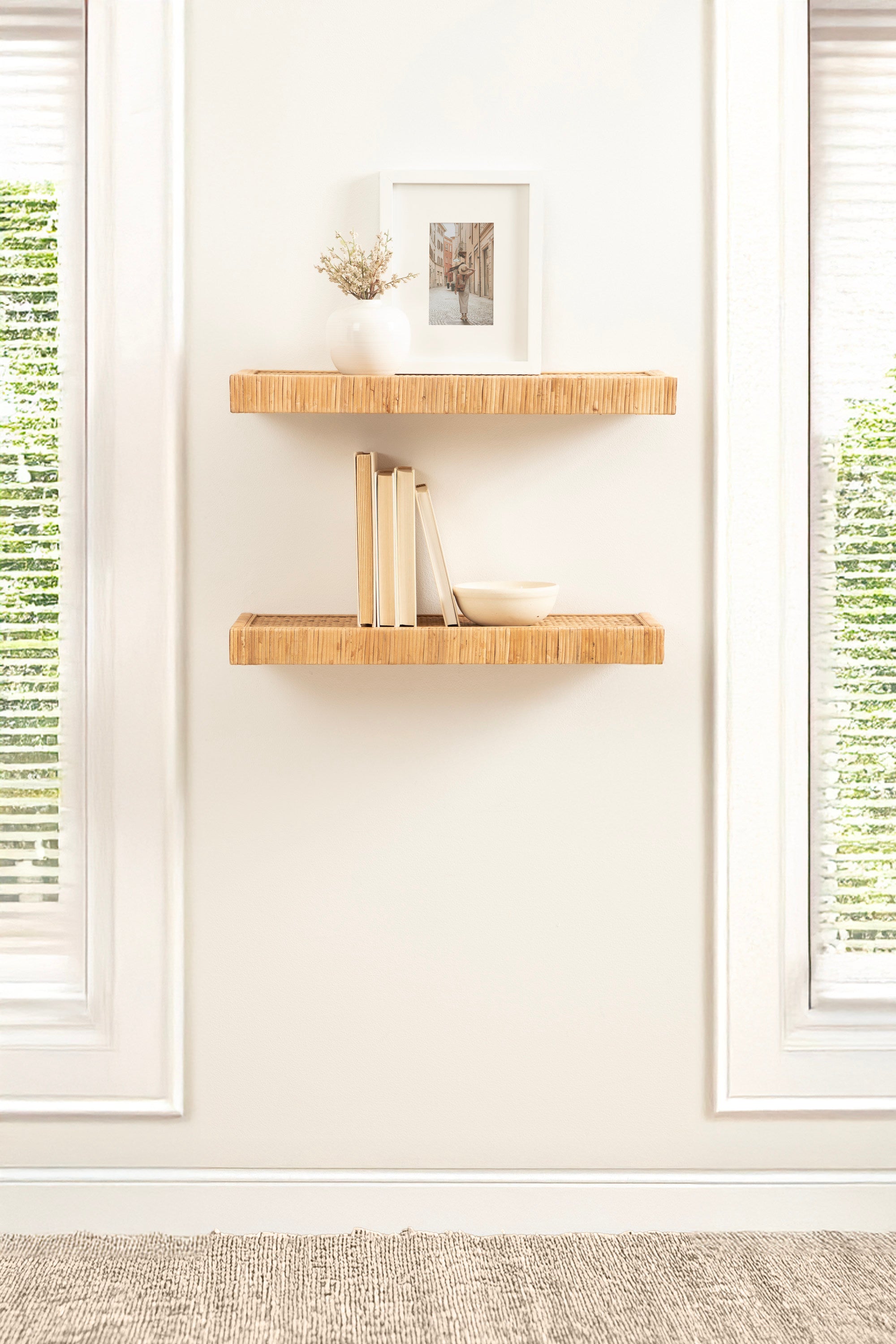 Rahmati 2pc Rattan Floating Shelves