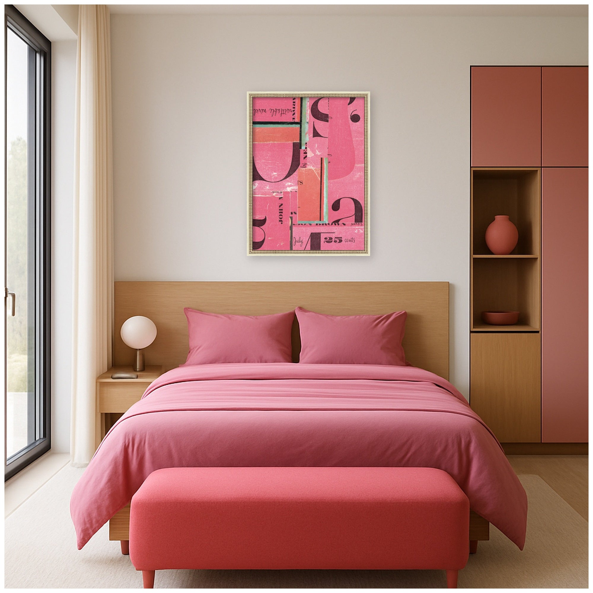 Typography Pink by Felicia Dadak Framed Mounted Canvas Wall Art Print
