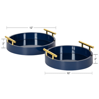 Tray Set Navy Blue Gold 2 Piece 2
