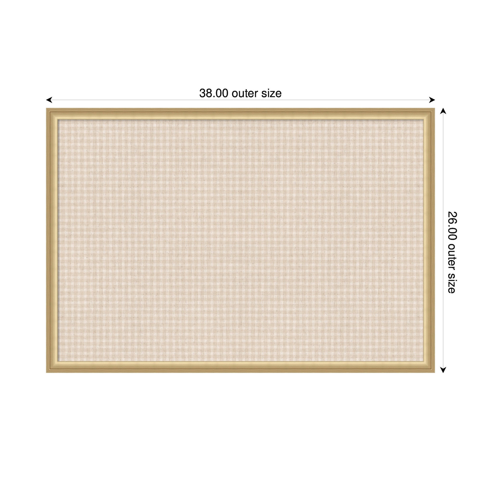 Framed Fabric Pinboard Mini Gingham Neutral Linen Wall Organization