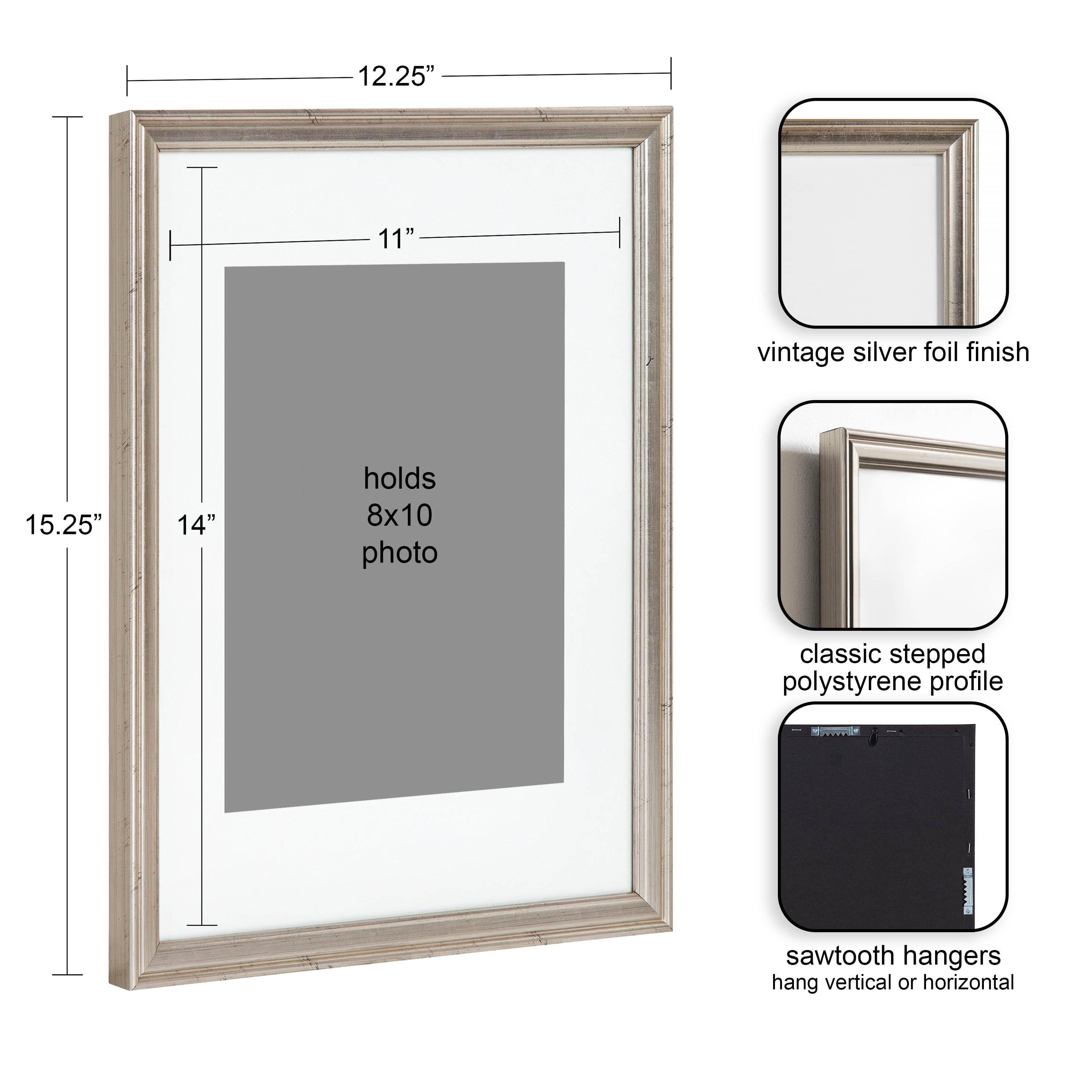 Wall Frame Silver 11x14 matted to 8x10 2