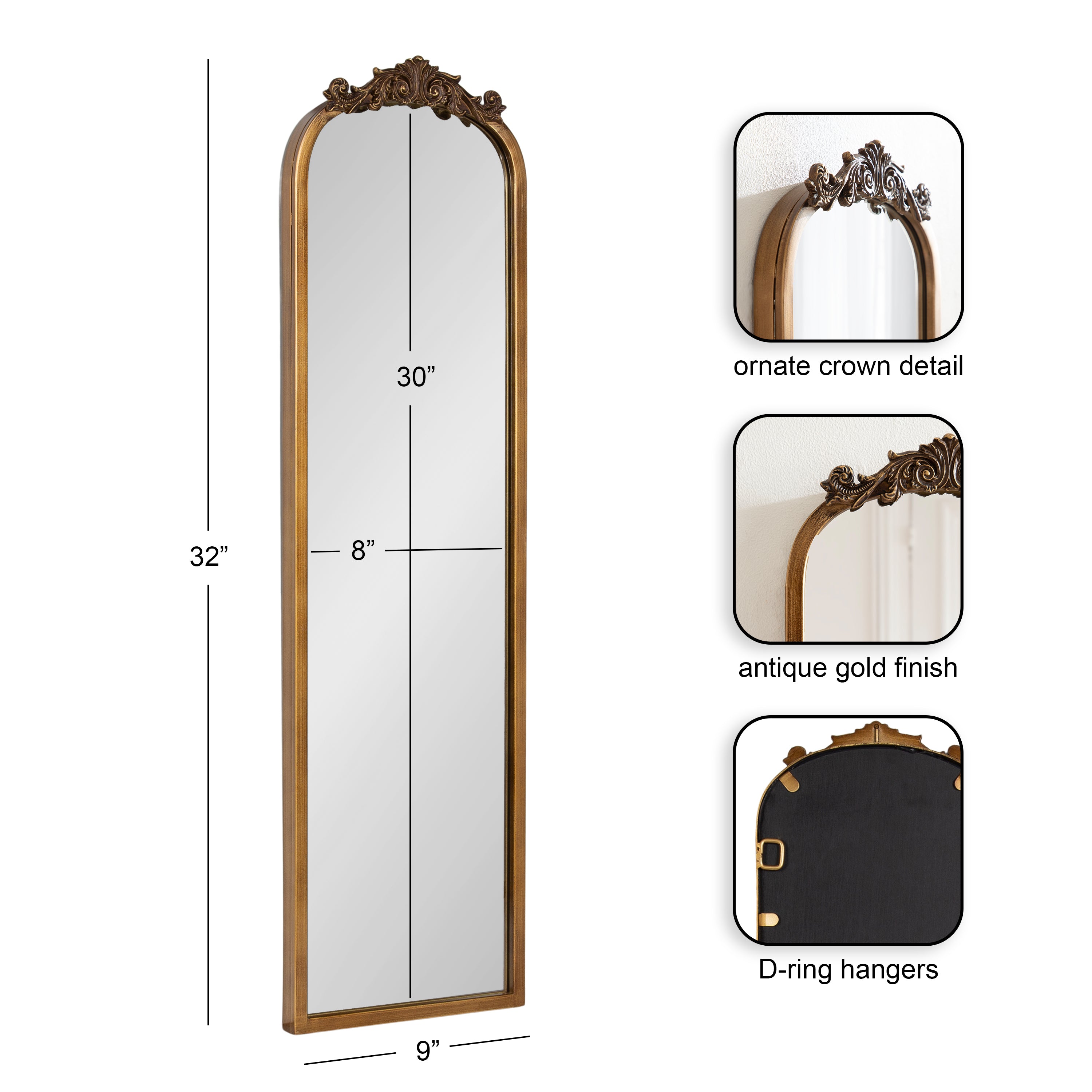 Arch Mirror 9x32 Gold 2
