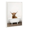 Sylvie Beaded Highland Cow in the Tub Color Framed Canvas by Amy Peterson