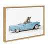 Sylvie Dino Driving 1958 Blue Corvette Framed Canvas by Saint and Sailor Studios