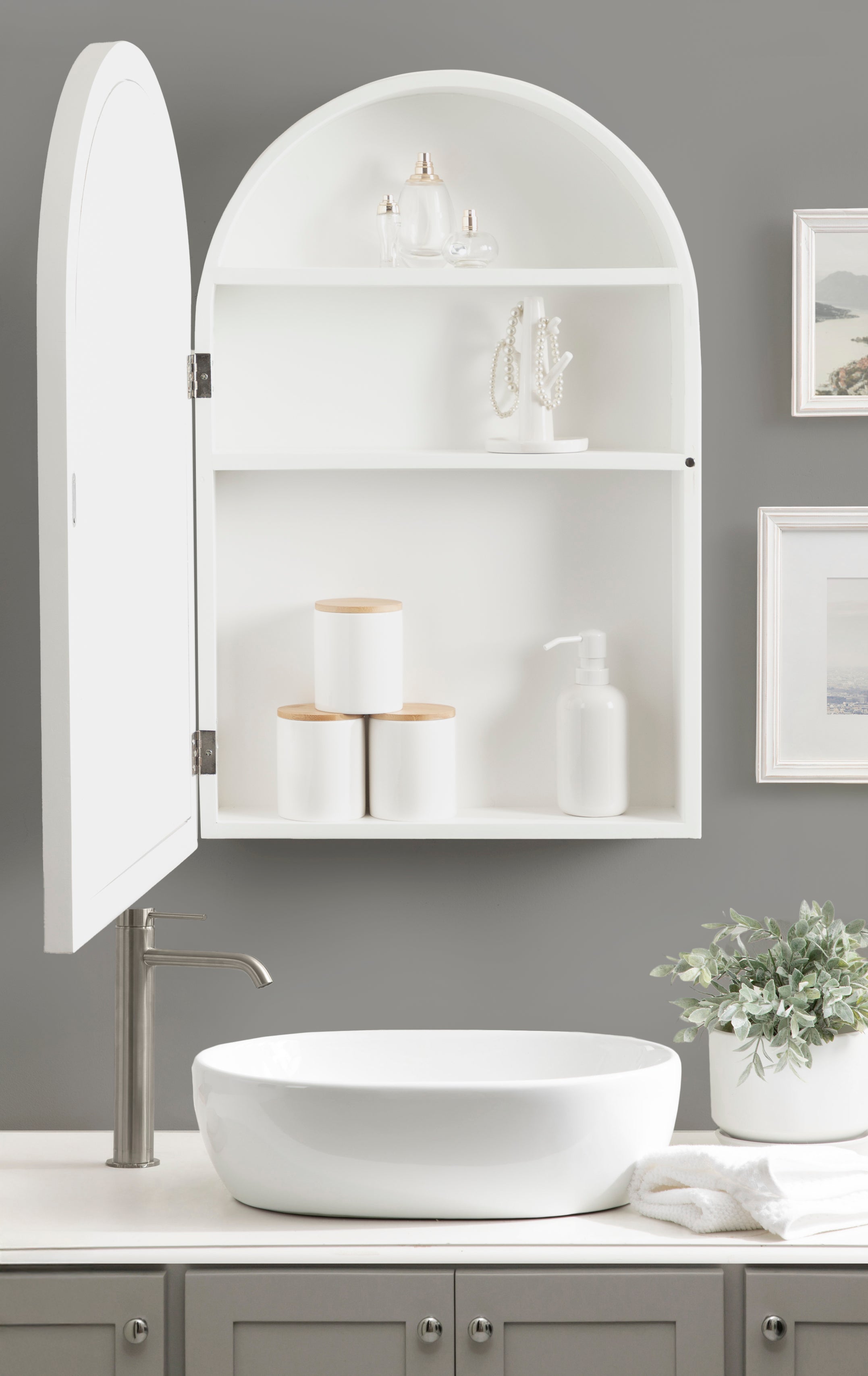 Arkland Arch Mirror Vanity Cabinet