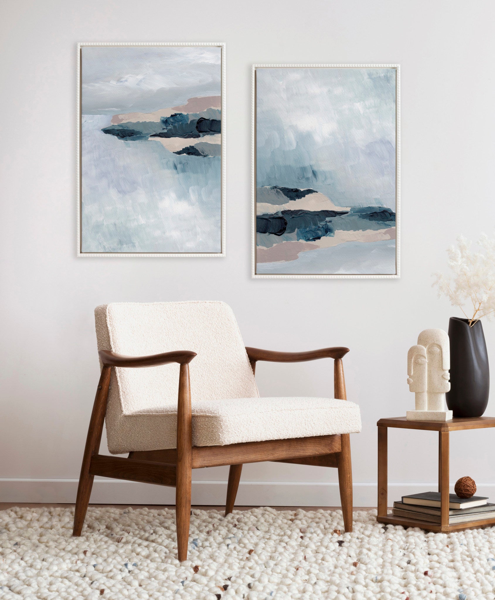 Sylvie Beaded Coast 2 v1 and Coast 2 v2 Framed Canvas Art Set by Nikita Jariwala