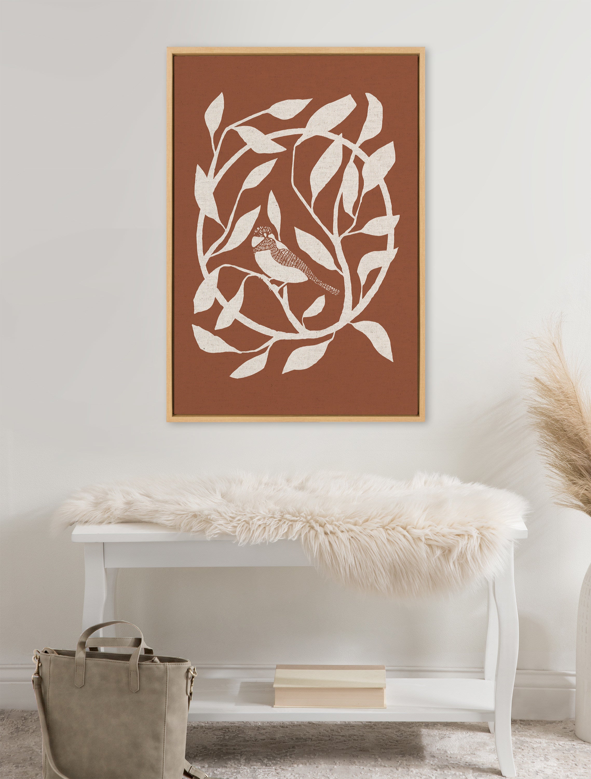 Sylvie HB Bird Branch Wreath Framed Canvas by Hannah Beisang