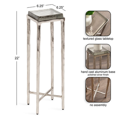 Drink Table Clear Silver 7x7x22 2