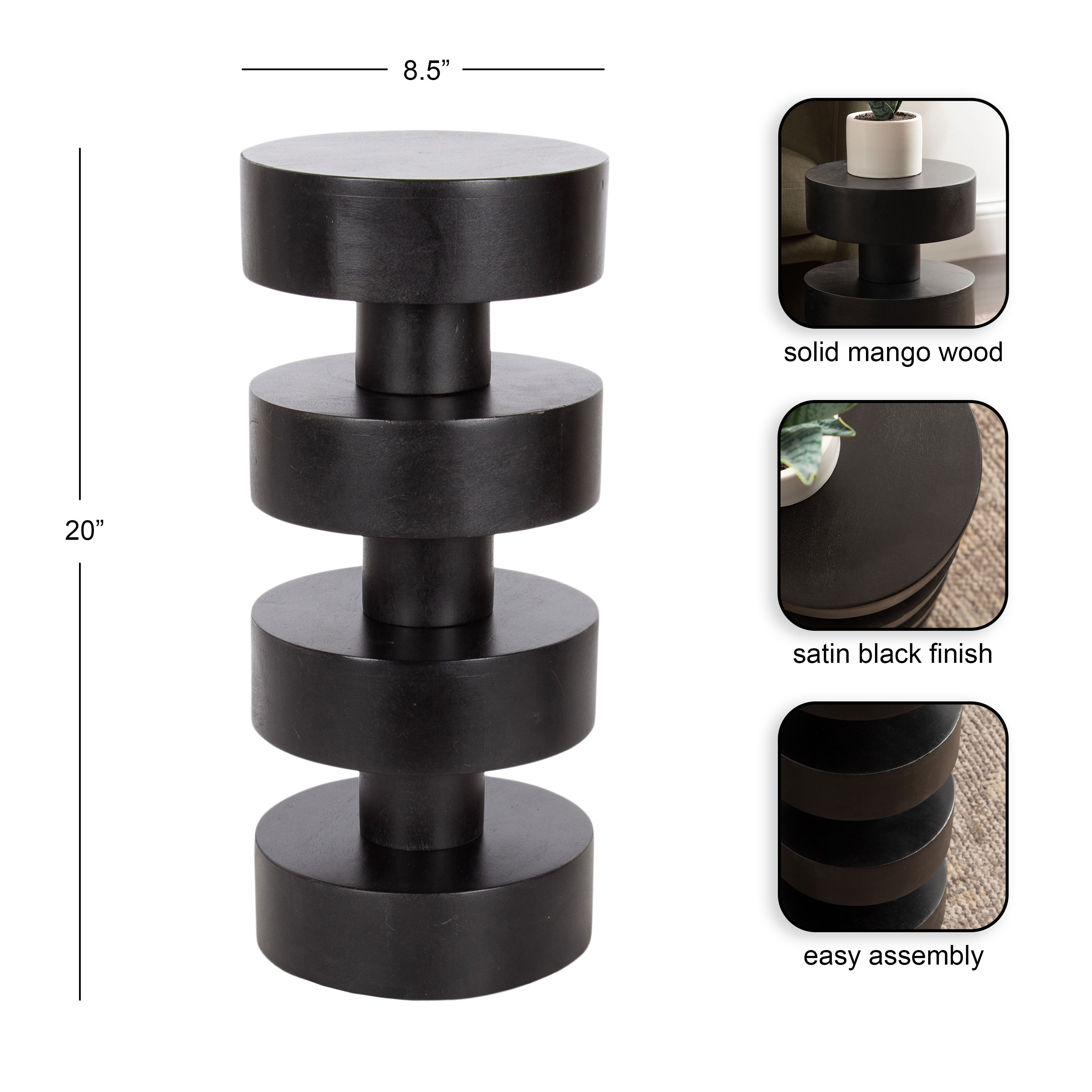 Drink Table Black 9x9x20 2