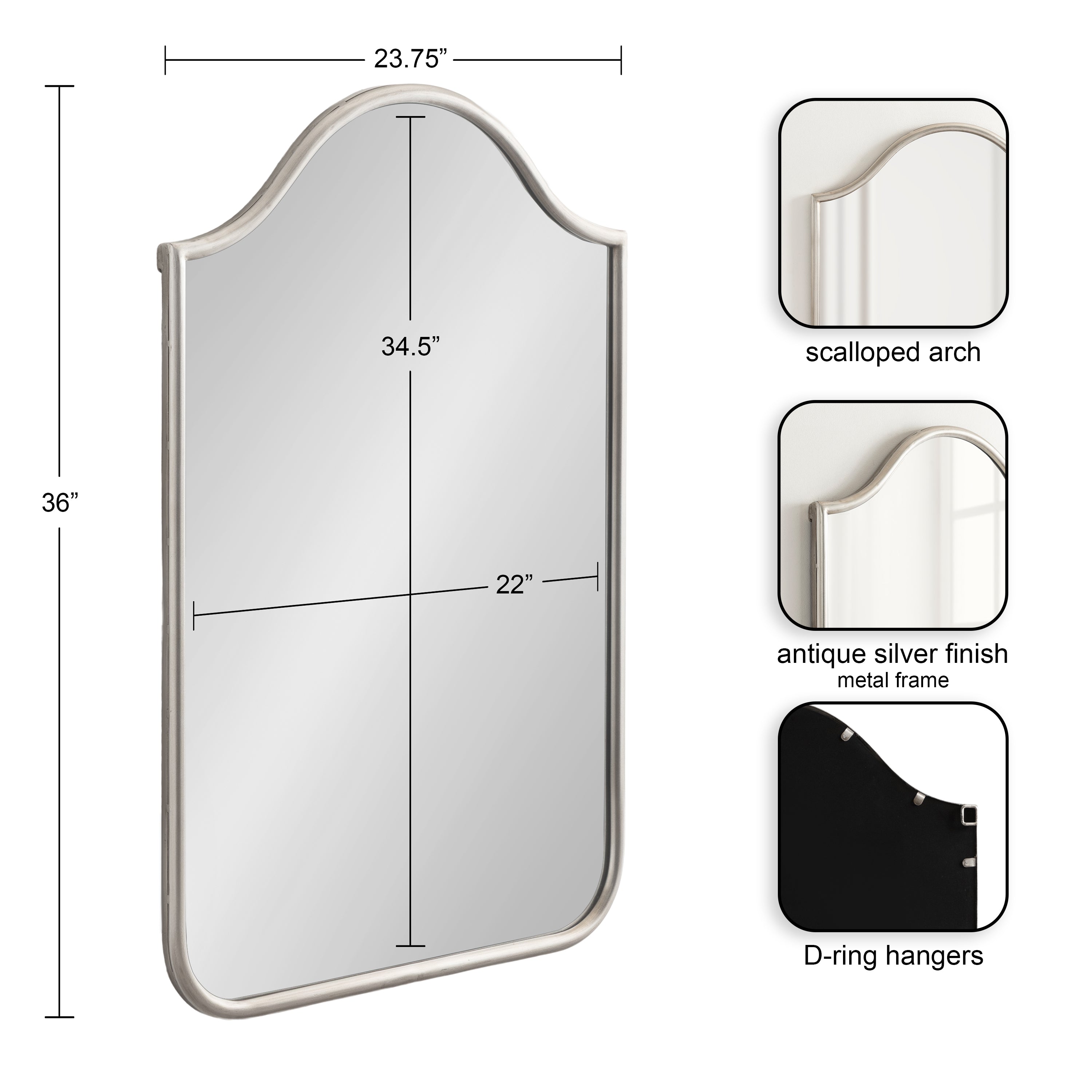 Arch Mirror 24x36 Silver 2