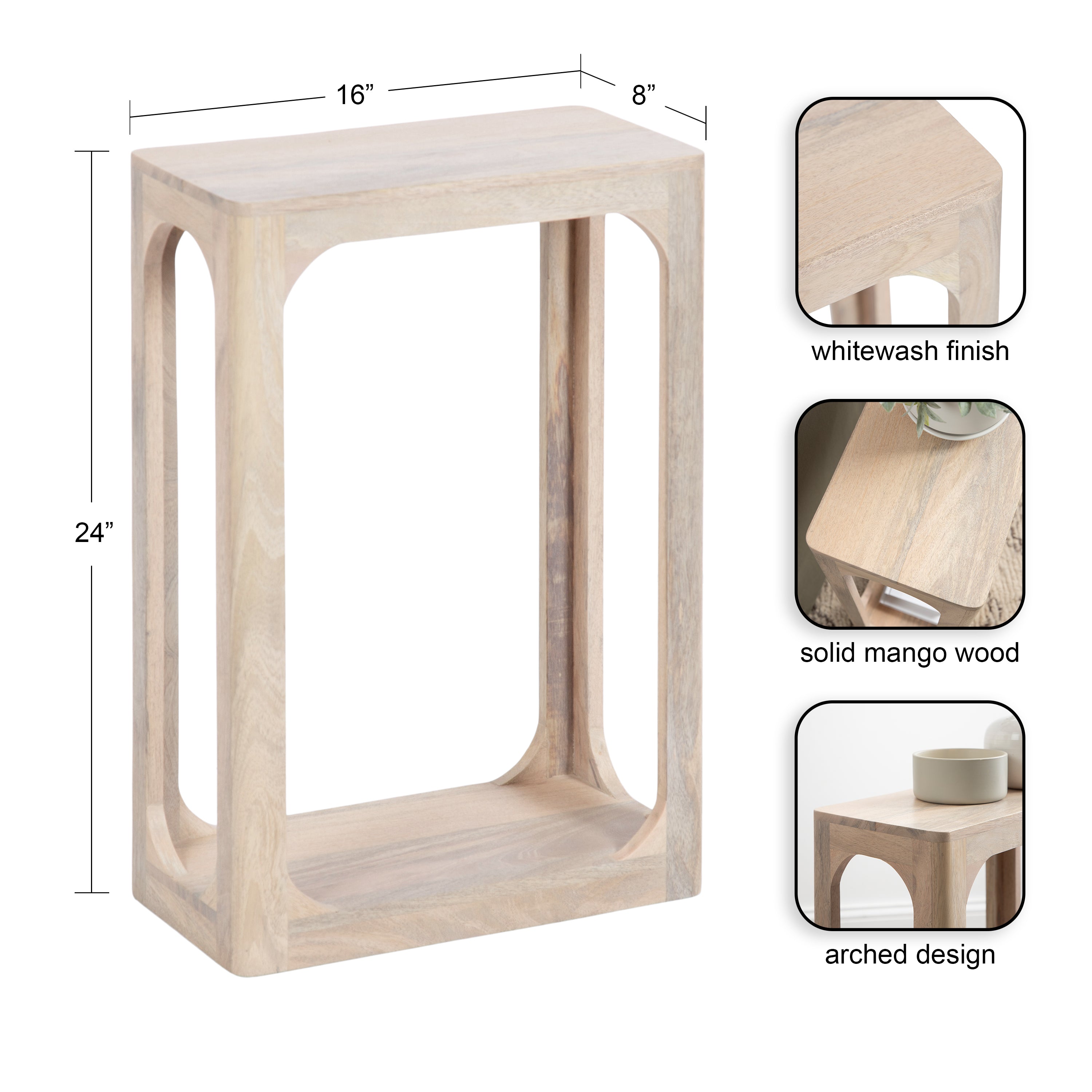 Side Table Whitewash 16x8x24 2