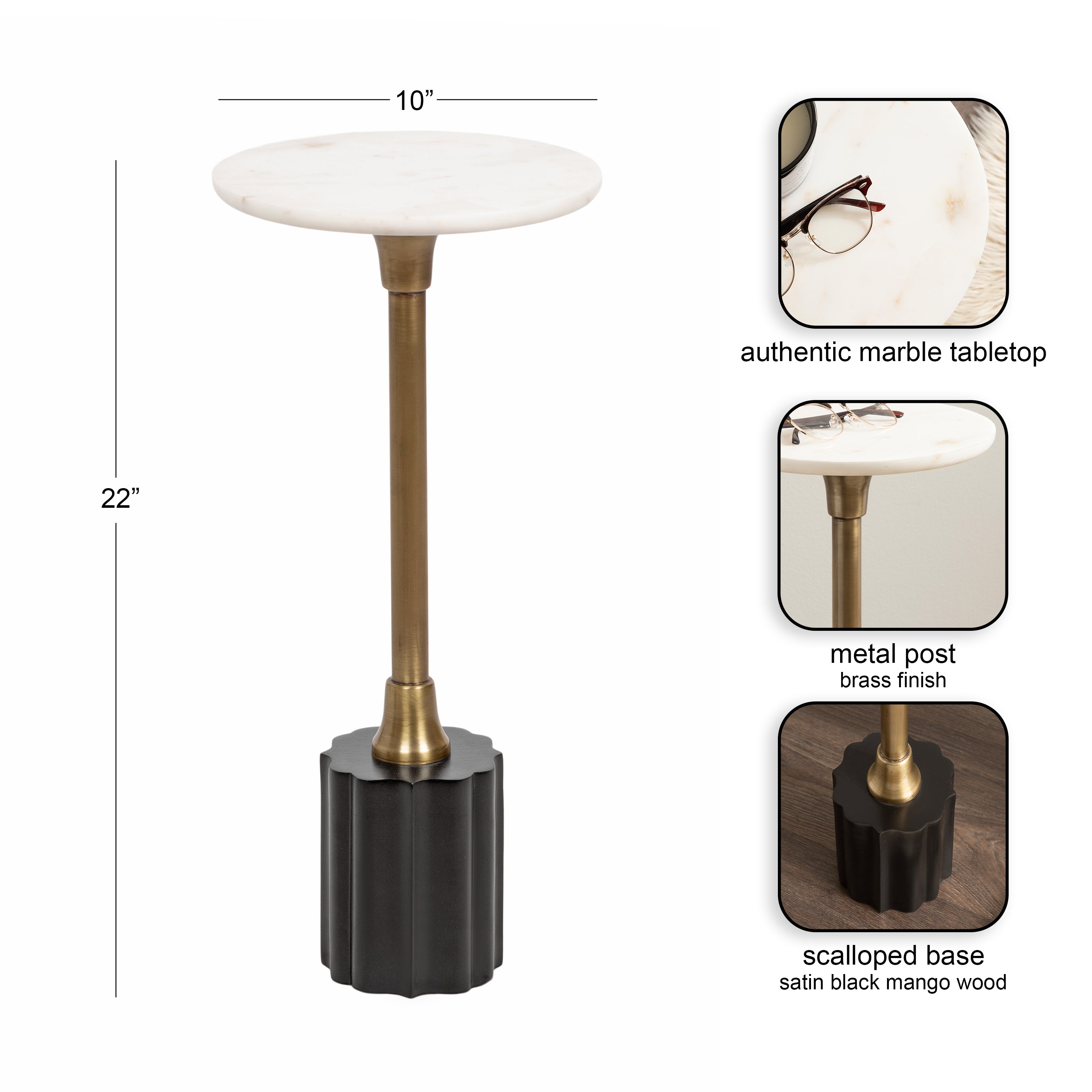 Drink Table Gold Black 10x10x22 2
