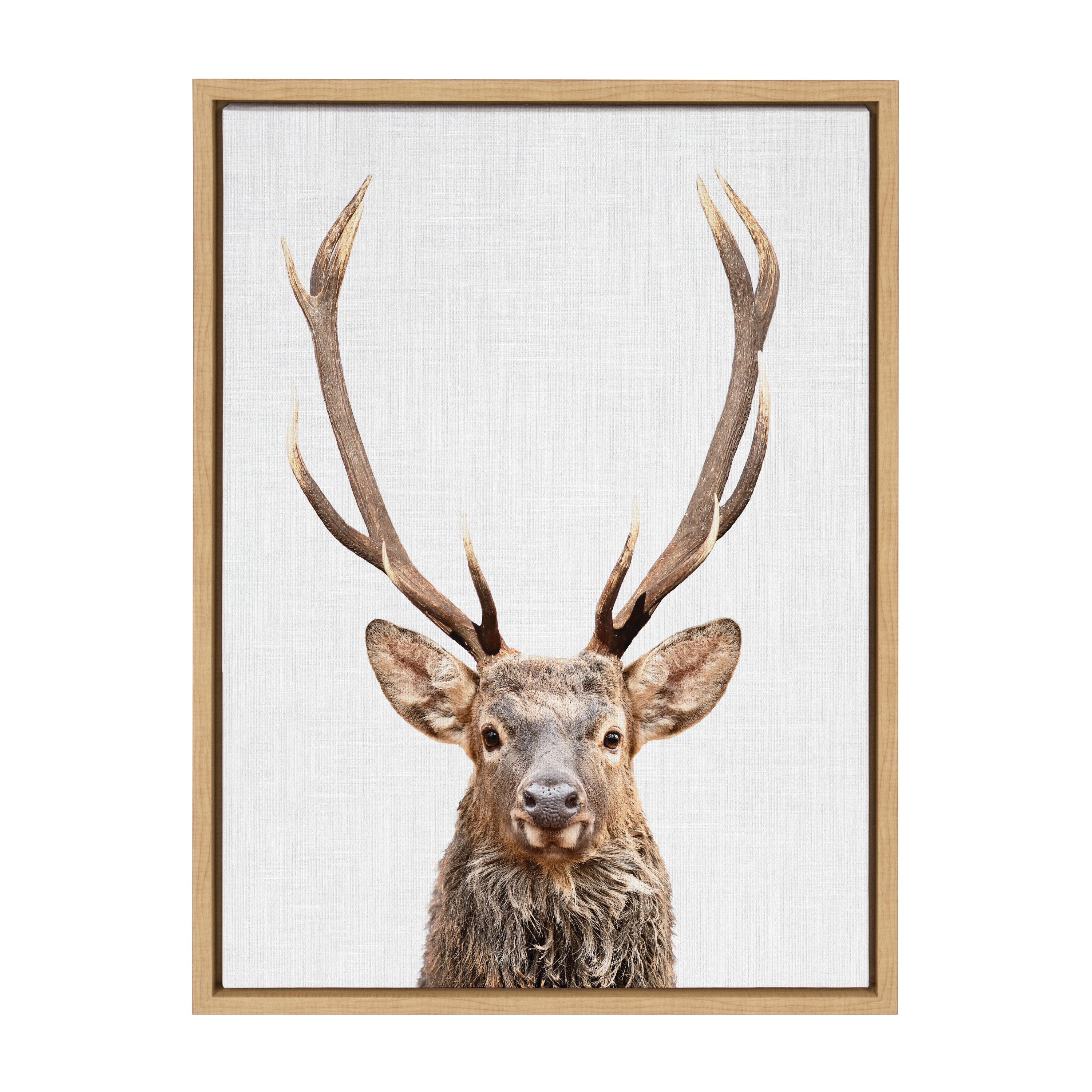 Sylvie The Red Deer Color Framed Canvas by Simon Te of Tai Prints