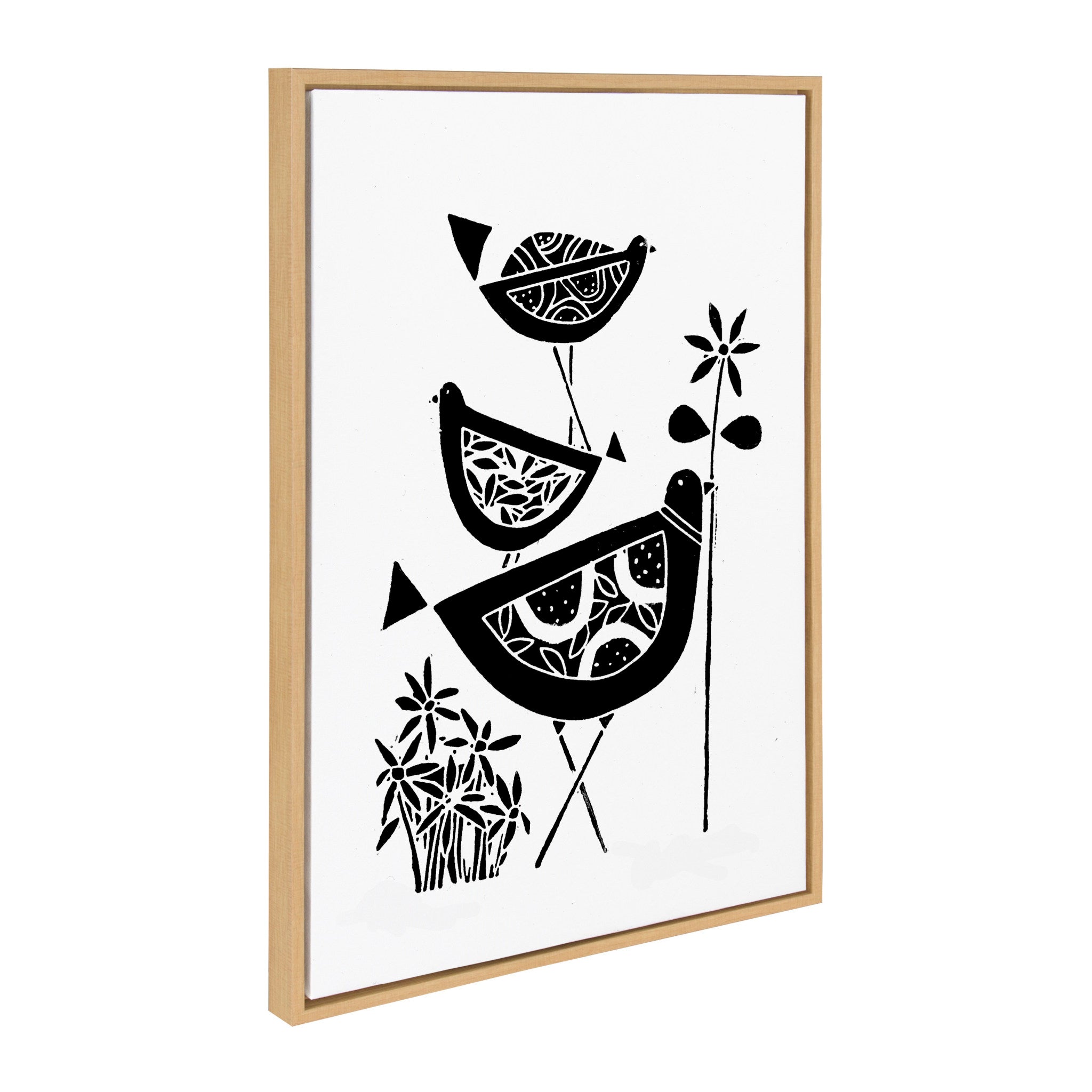 Sylvie Trio Linocut, Love Tree Linocut and Over the Cloud Linocut Framed Canvas Art Set by Giuliana Lazzerini
