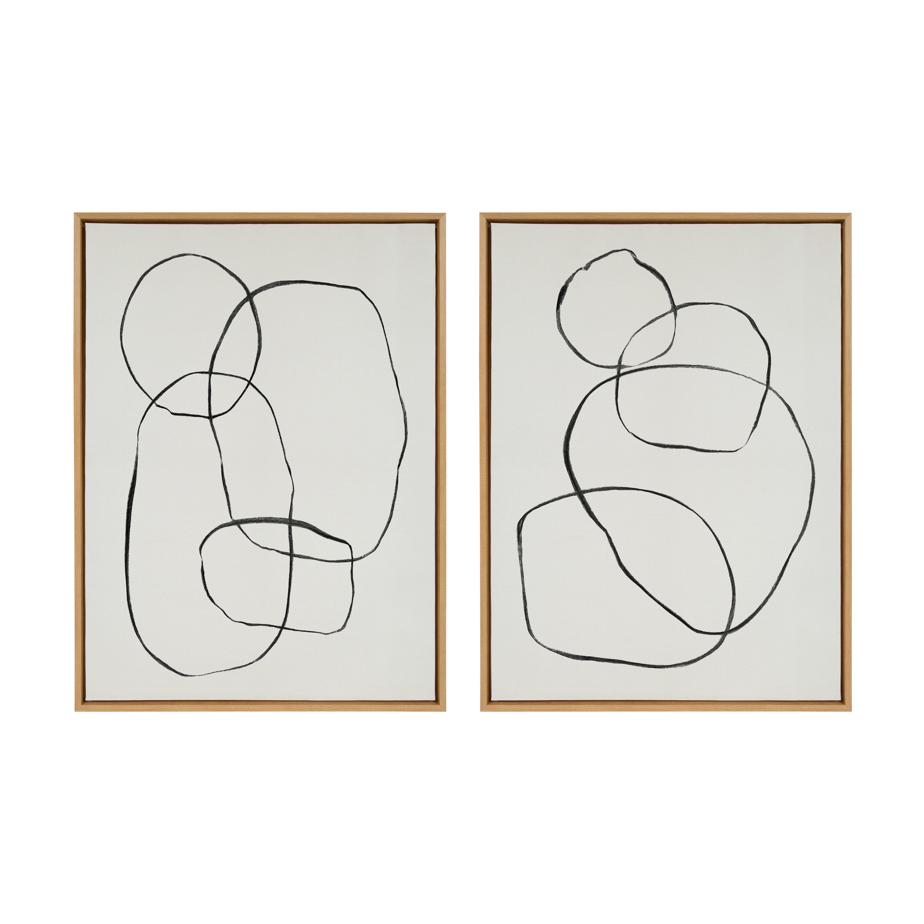 Sylvie Going in Circles Framed Textured Canvas Set by Teju Reval of SnazzyHues