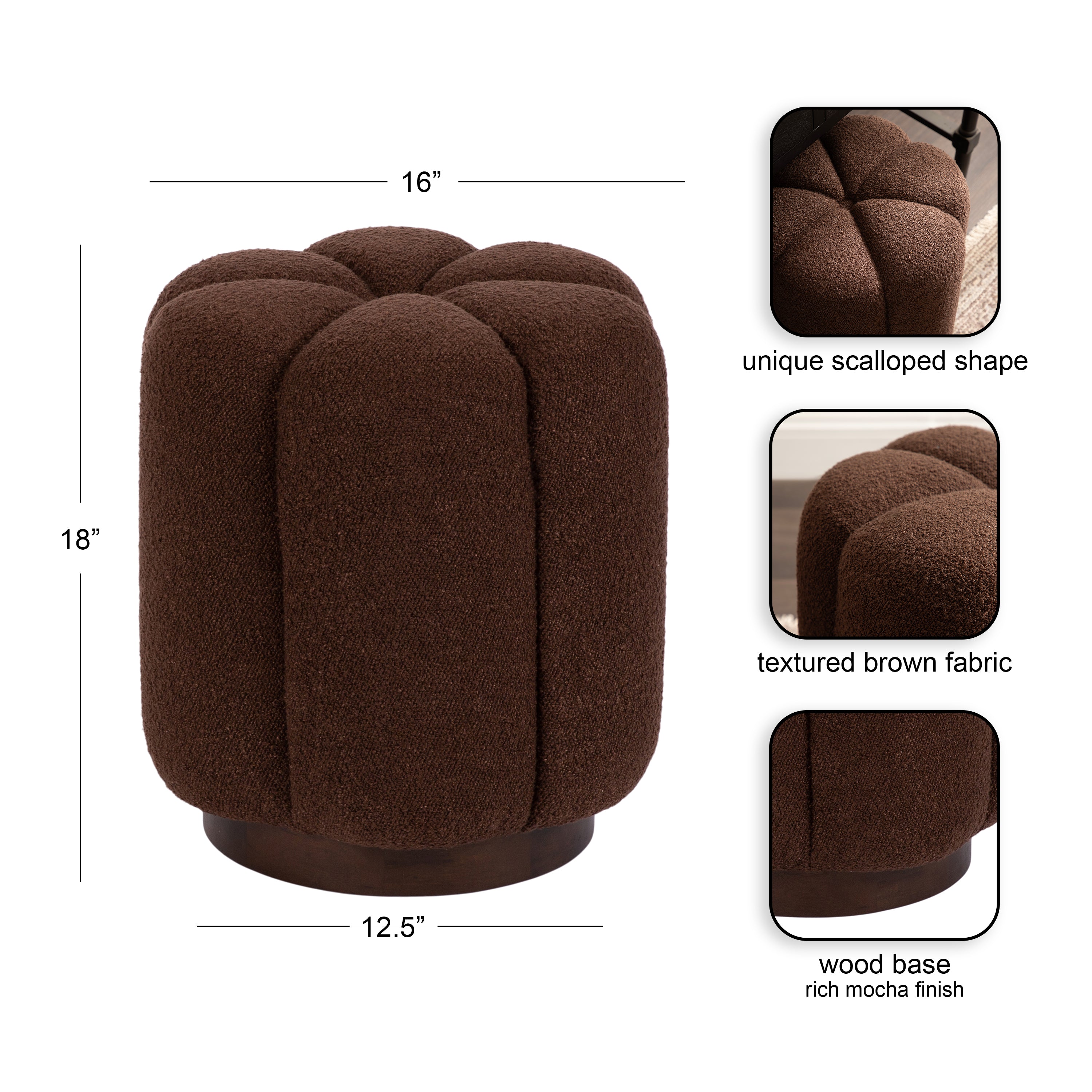 Standard Ottoman 16x16x18 Brown 2