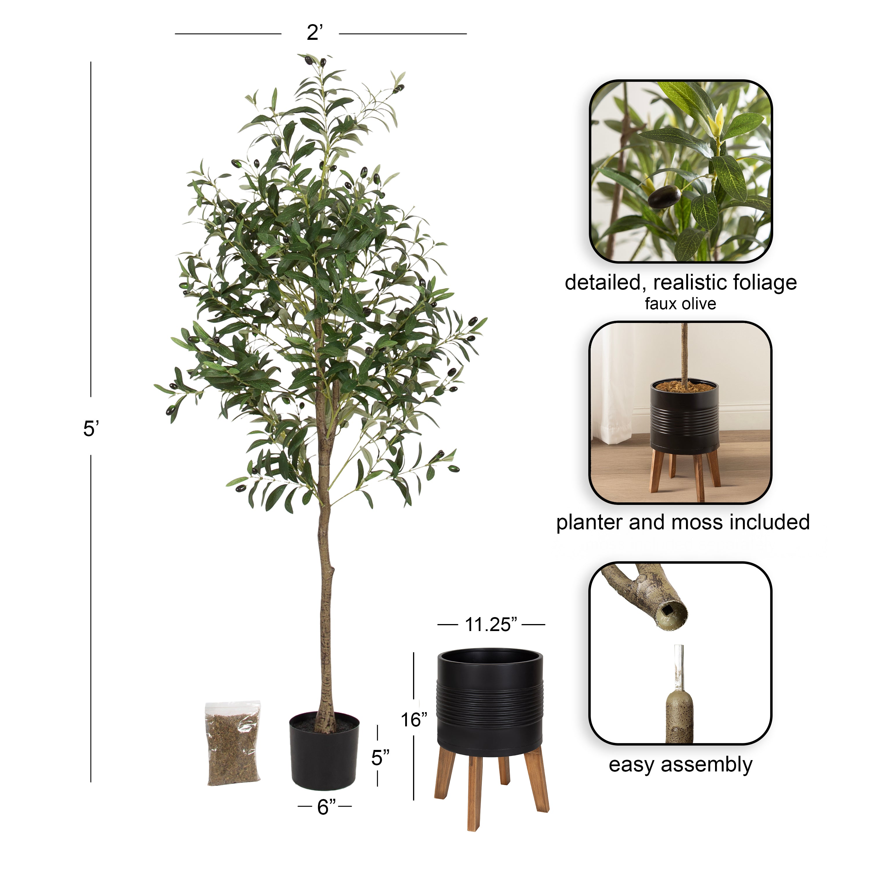 Faux Tree 5.5' Black Rustic Brown 2
